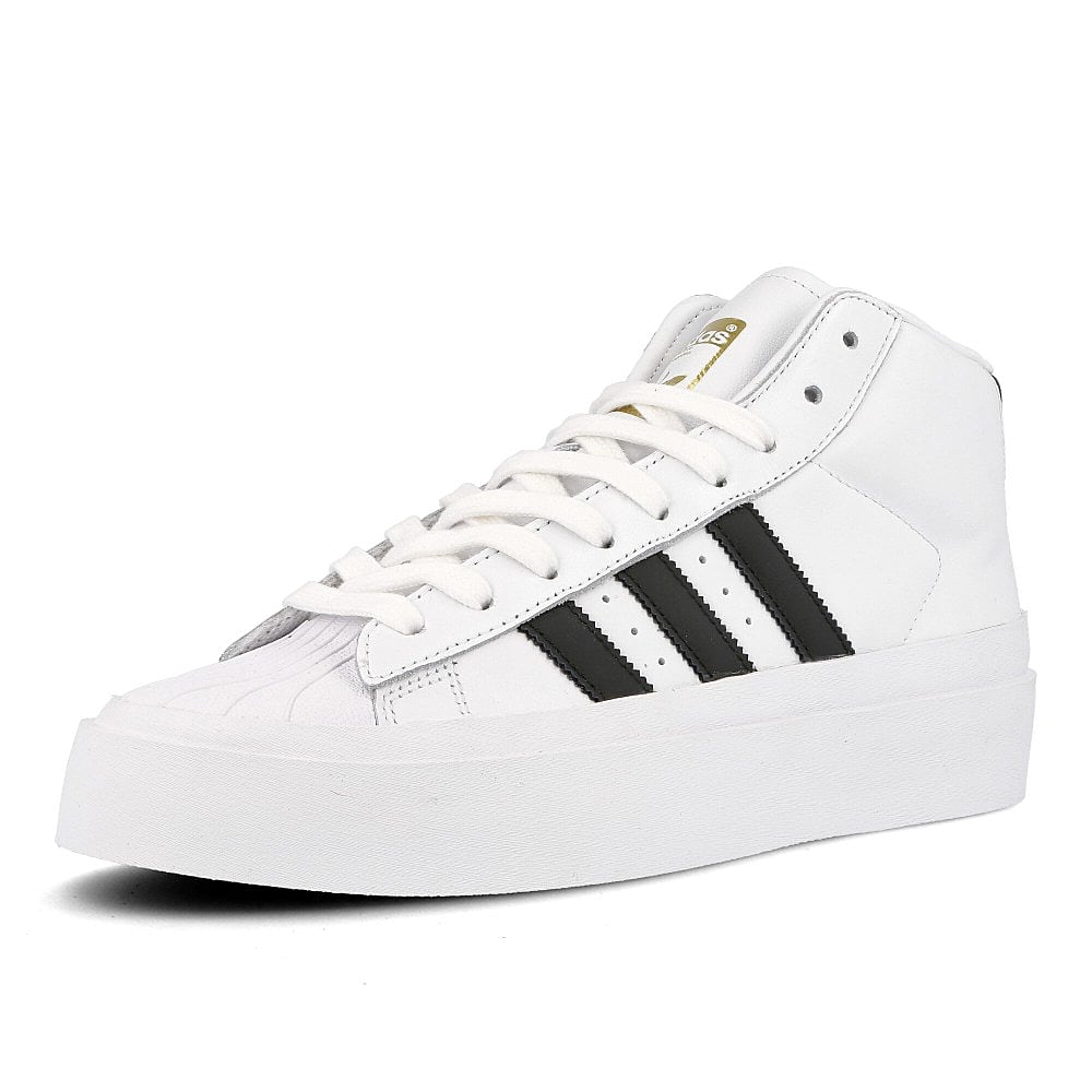 adidas 424 x adidas Pro Model Running White-Core Black-Running White Mid Top Sneakers Close Up | Overkill