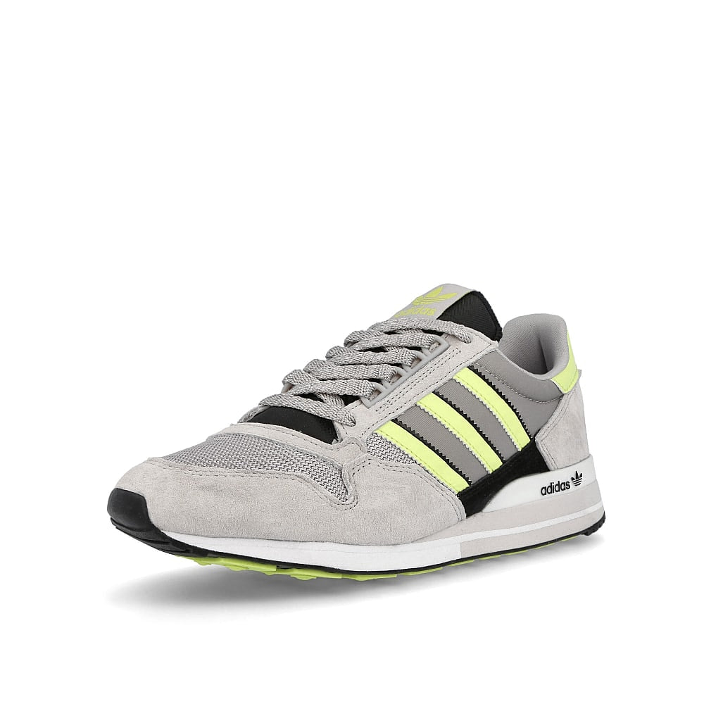 adidas zx 500 Grey Two-Semi Frozen Yellow-Core Black Sneakers Close Up | Overkill