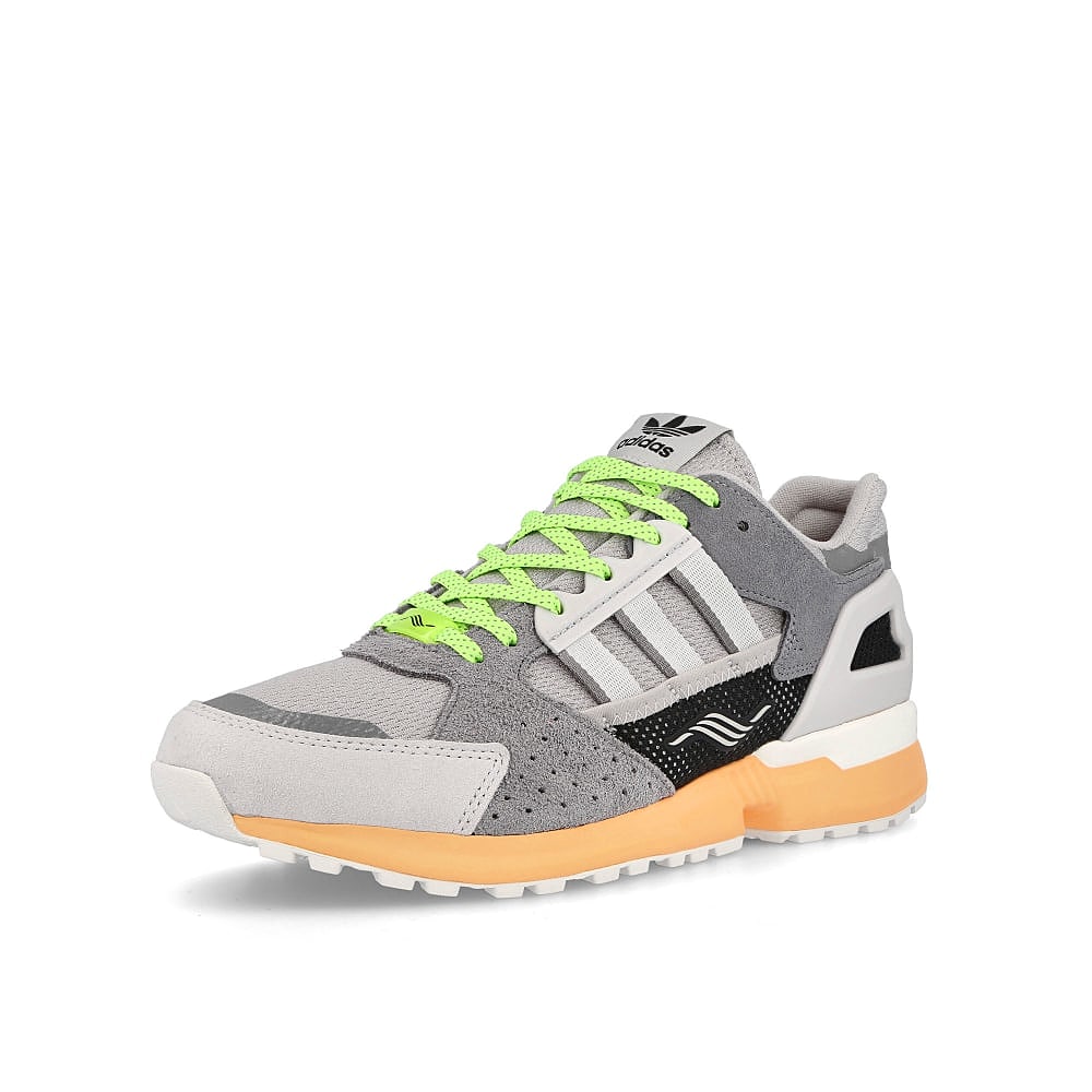adidas zx 10.000 c Grey Two-Crystal White-Acid Orange Sneakers Close Up | Overkill