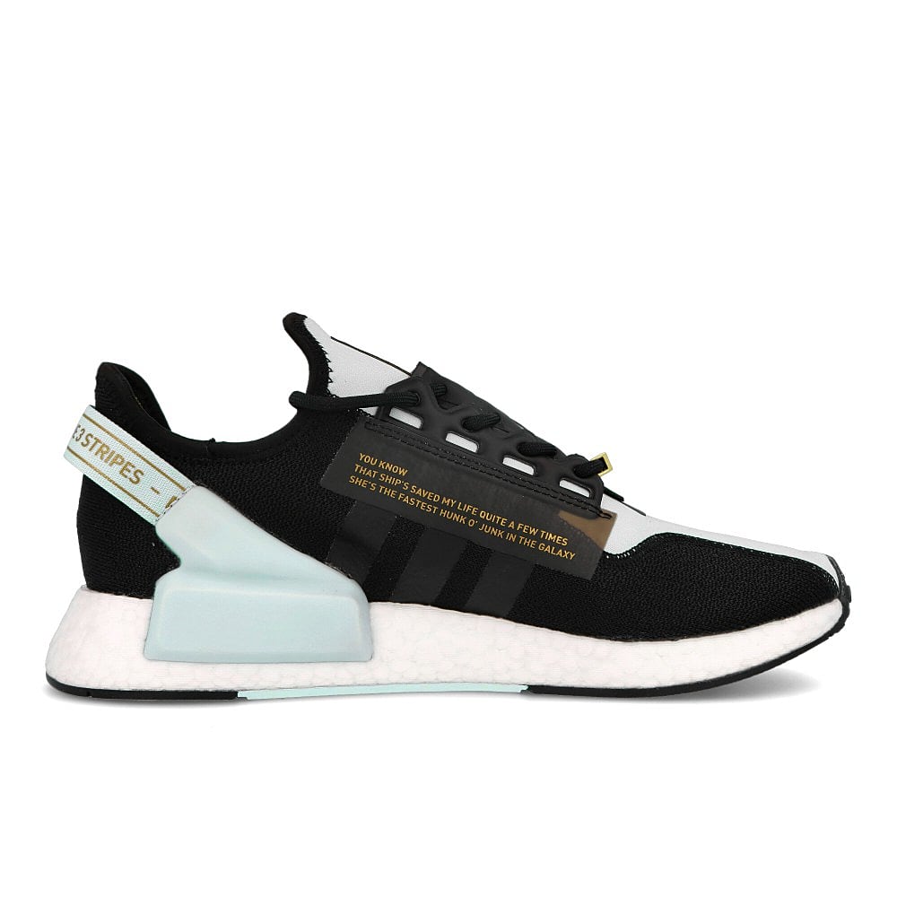 adidas Star Wars x adidas NMD R1.V2 Lando Sky Tint-Core Black-Gold Metallic Sneakers Silhouette | Overkill