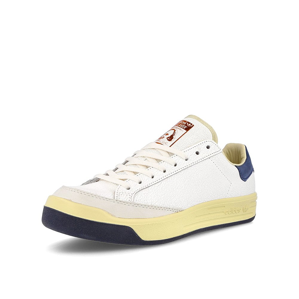 adidas consortium rod laver Core White-Core White-Collegiate Navy Sneakers Close Up | Overkill