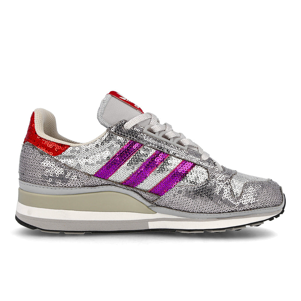 adidas wmns zx 500 Clear Grey-Shock Purple-Collegiate Red Sneakers Silhouette | Overkill