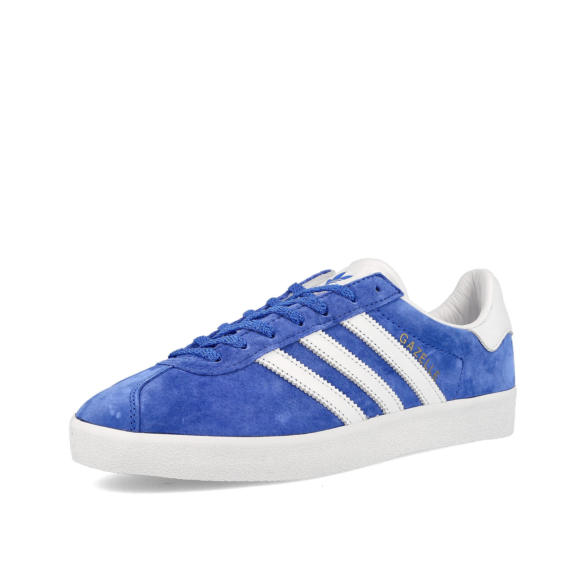 adidas gazelle 85 Blue Bird / Footwear White / Gold Metallic Sneakers Close Up | Overkill