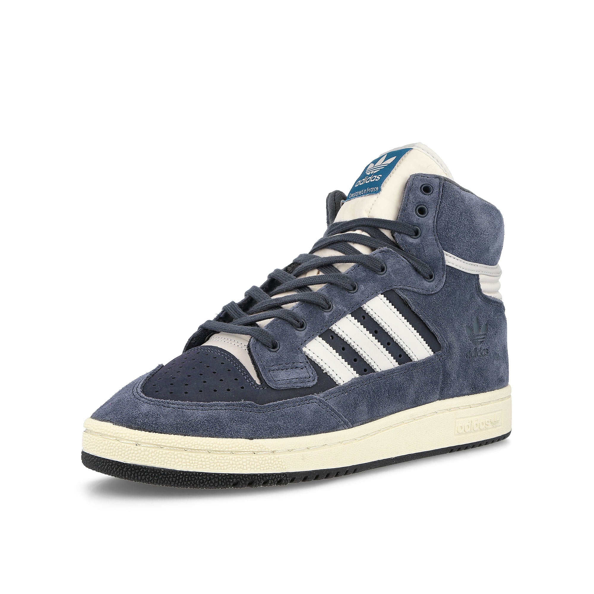 adidas Centennial 85 Hi Shadow Navy / Crystal White / Chalk White High Top Sneakers Close Up | Overkill