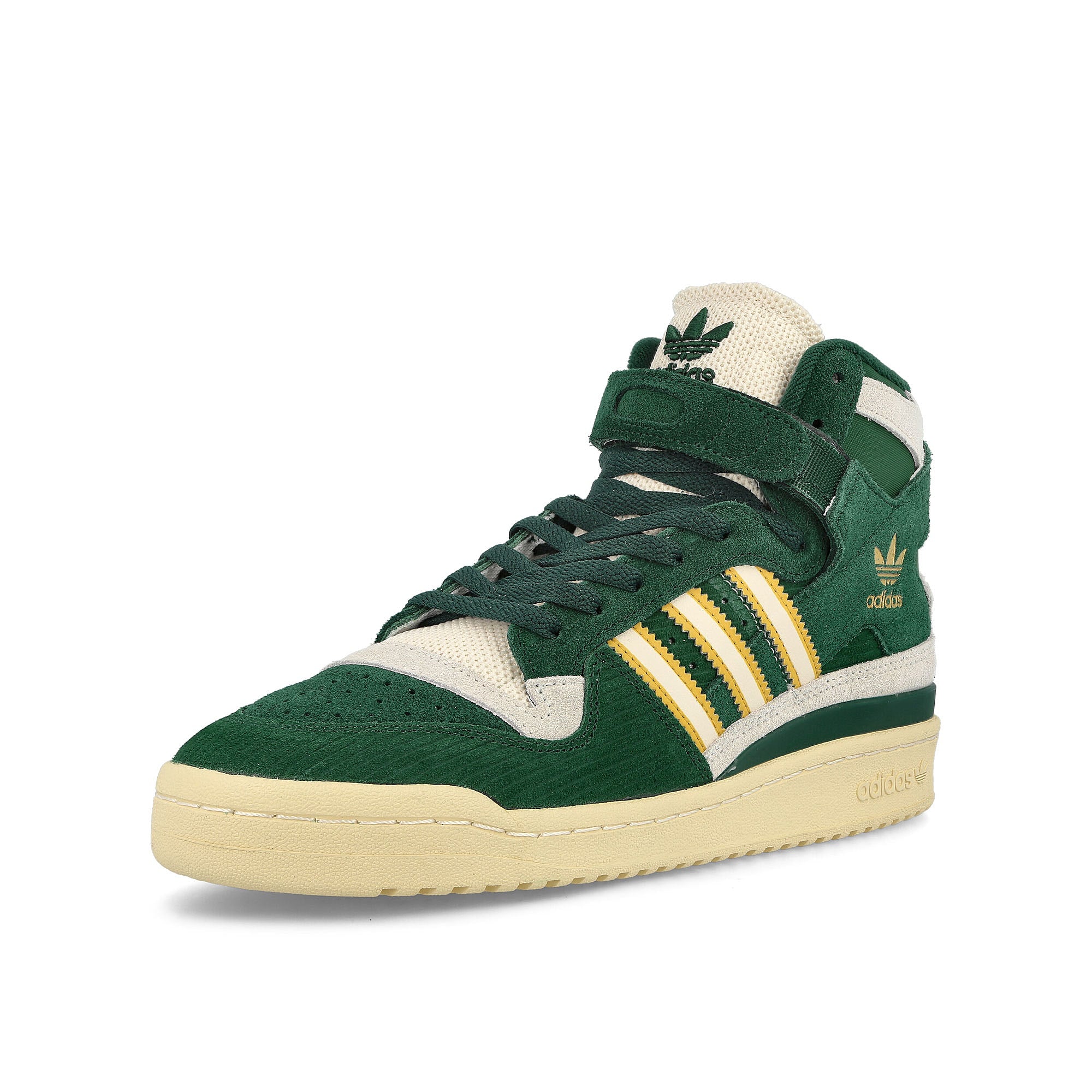 adidas Forum 84 Hi Collegiate Green-Cream White-Bold Gold Sneakers Close Up | Overkill