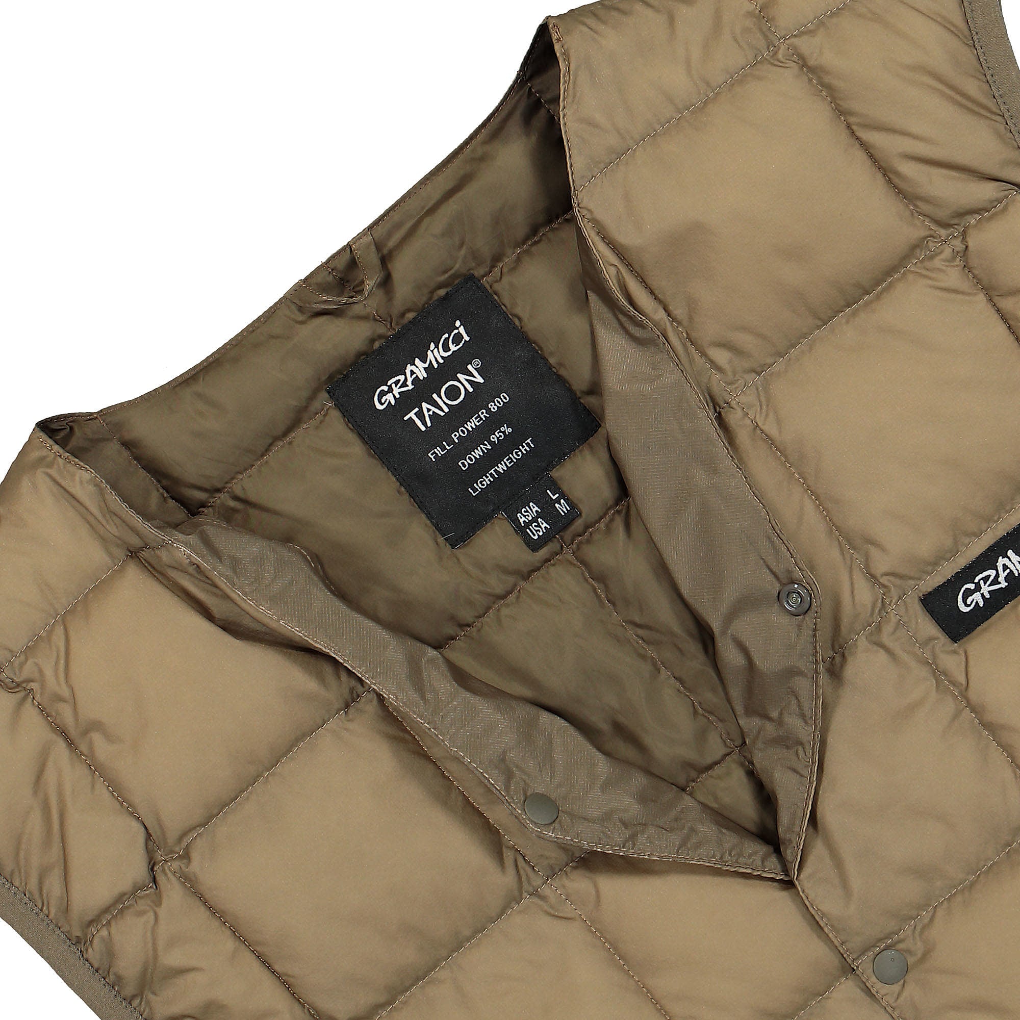 Gramicci Inner Down Vest Beige Vests Close-up | Overkill