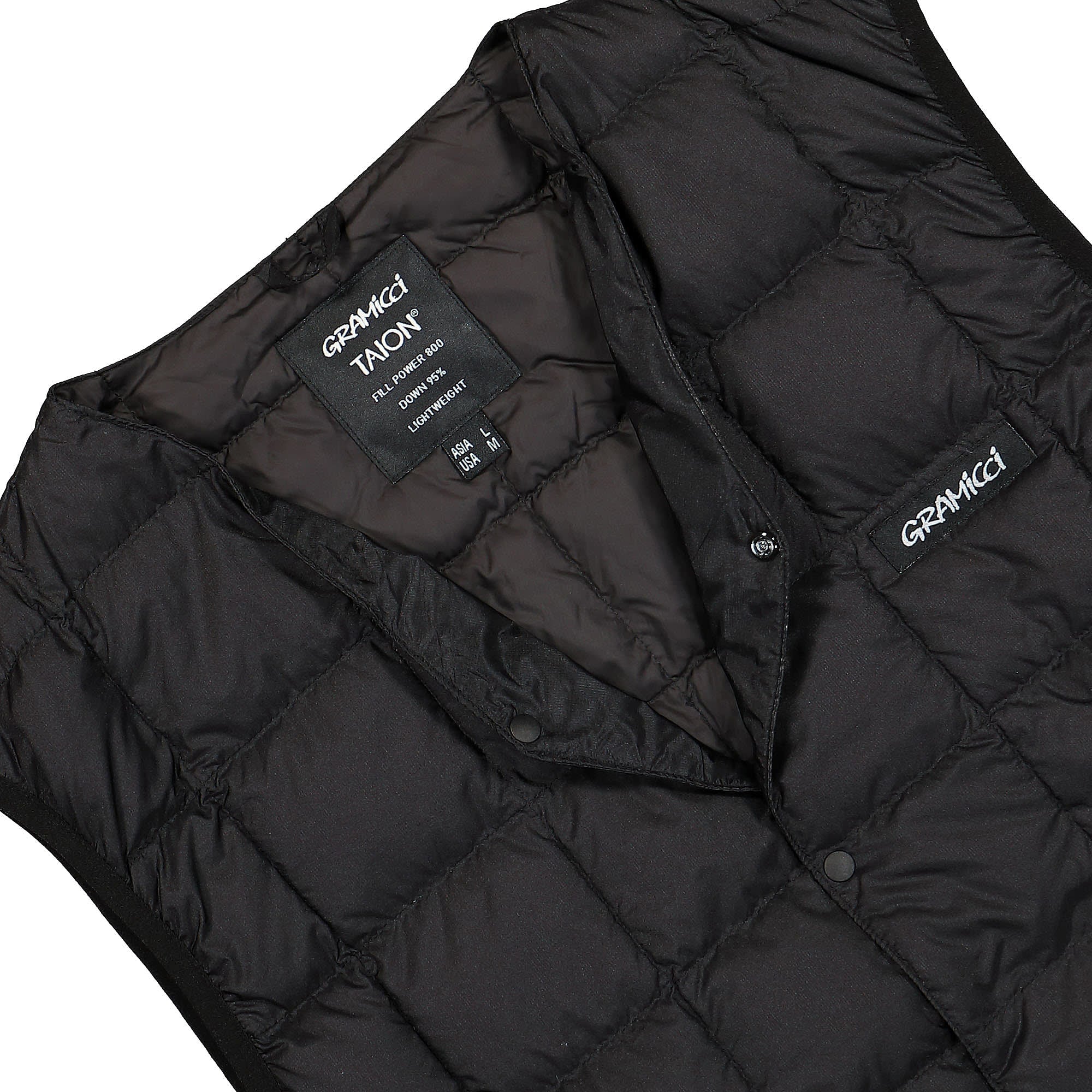 Gramicci Inner Down Vest Black Vests Close-up | Overkill