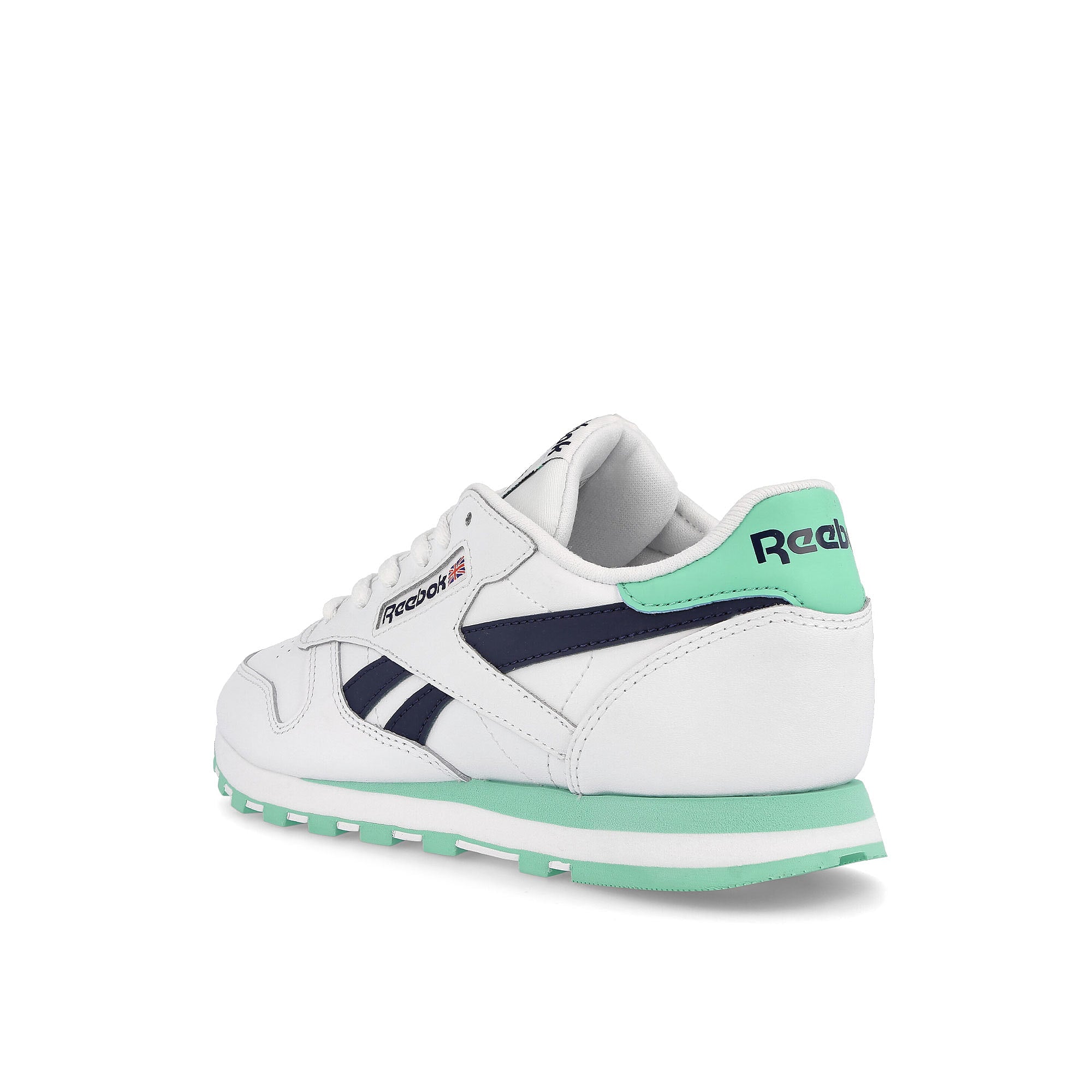 Reebok wmns classic leather Footwear White / Pixel Mint / Vector Navy Close-up | Overkill