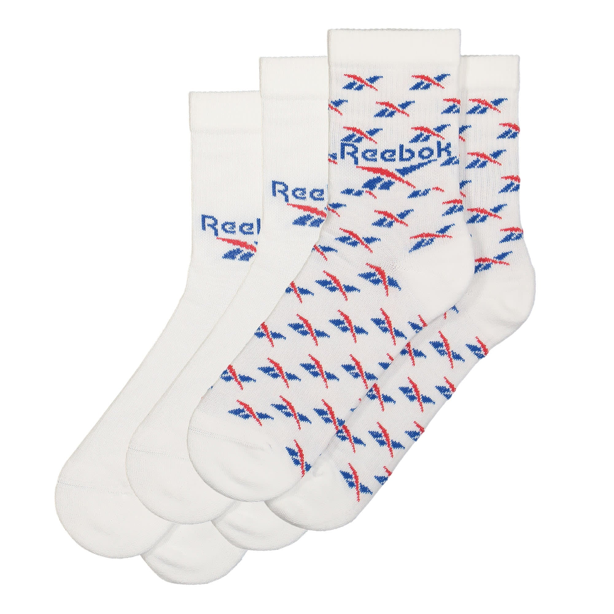 Reebok Classic Fold-Over Crew Socks 3PP White / Vector Blue / Vector Red Socks GG6684 | Overkill