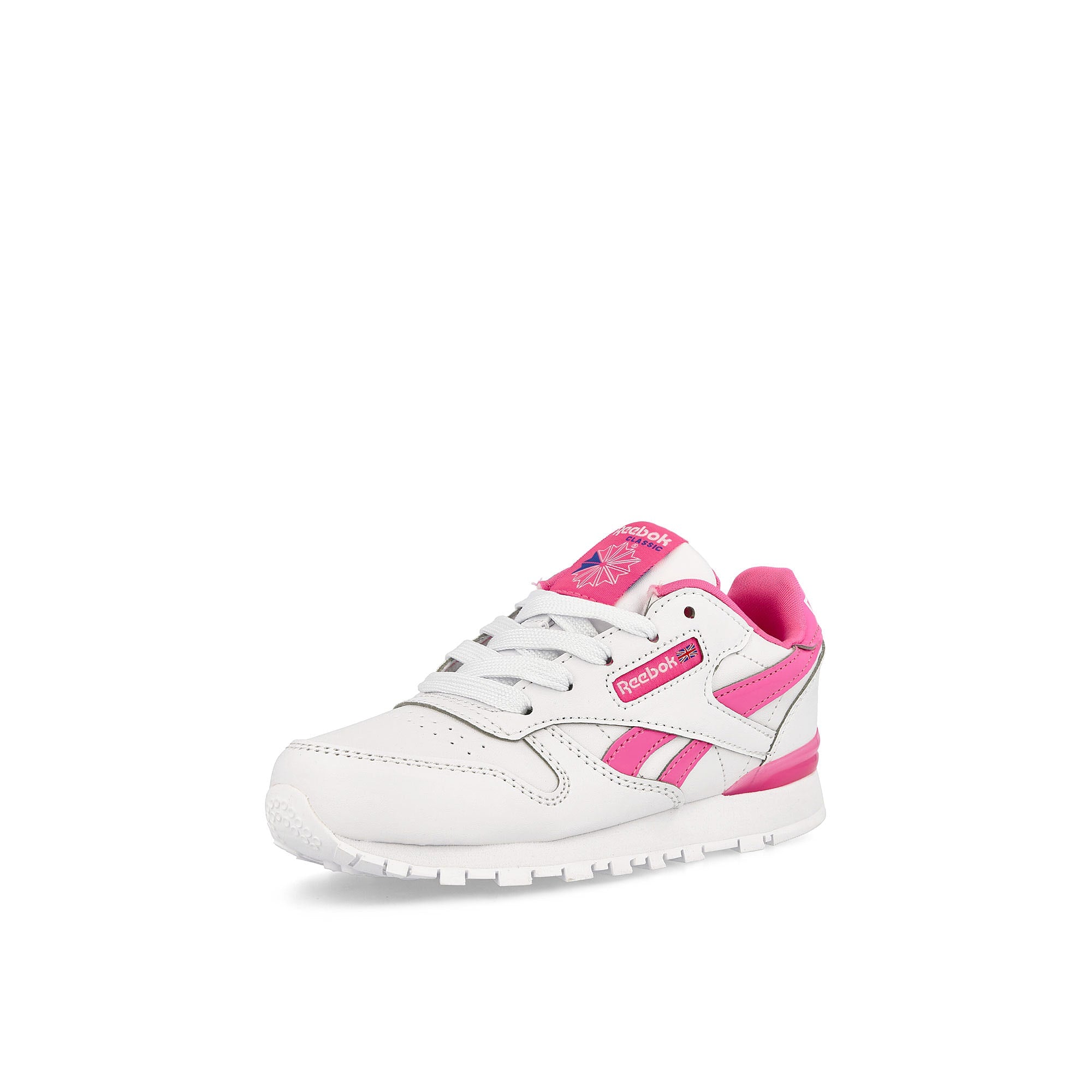 Reebok classic leather step n flash kids Footwear White / Footwear White / Atomic Pink Sneakers Close Up | Overkill