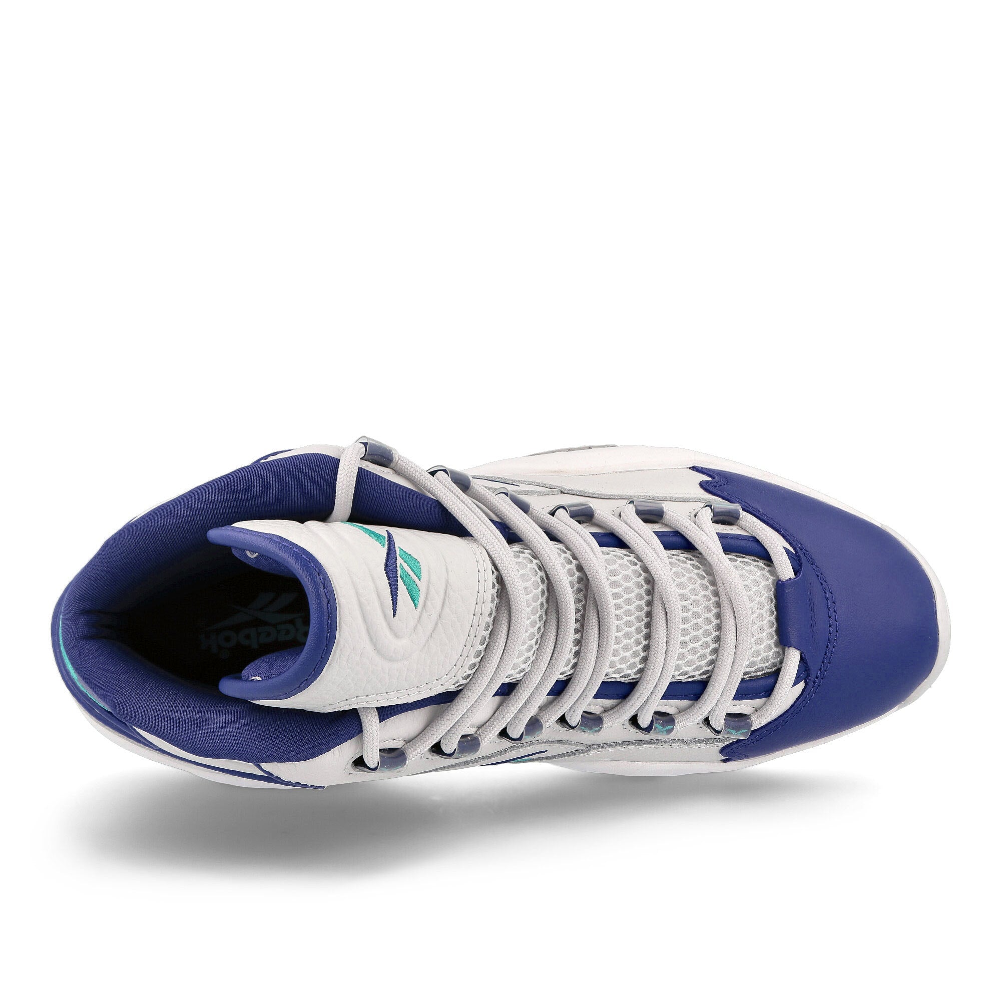 Reebok question mid Cold Grey-Bold Purple-Classic Teal Sneakers Detailfoto | Overkill