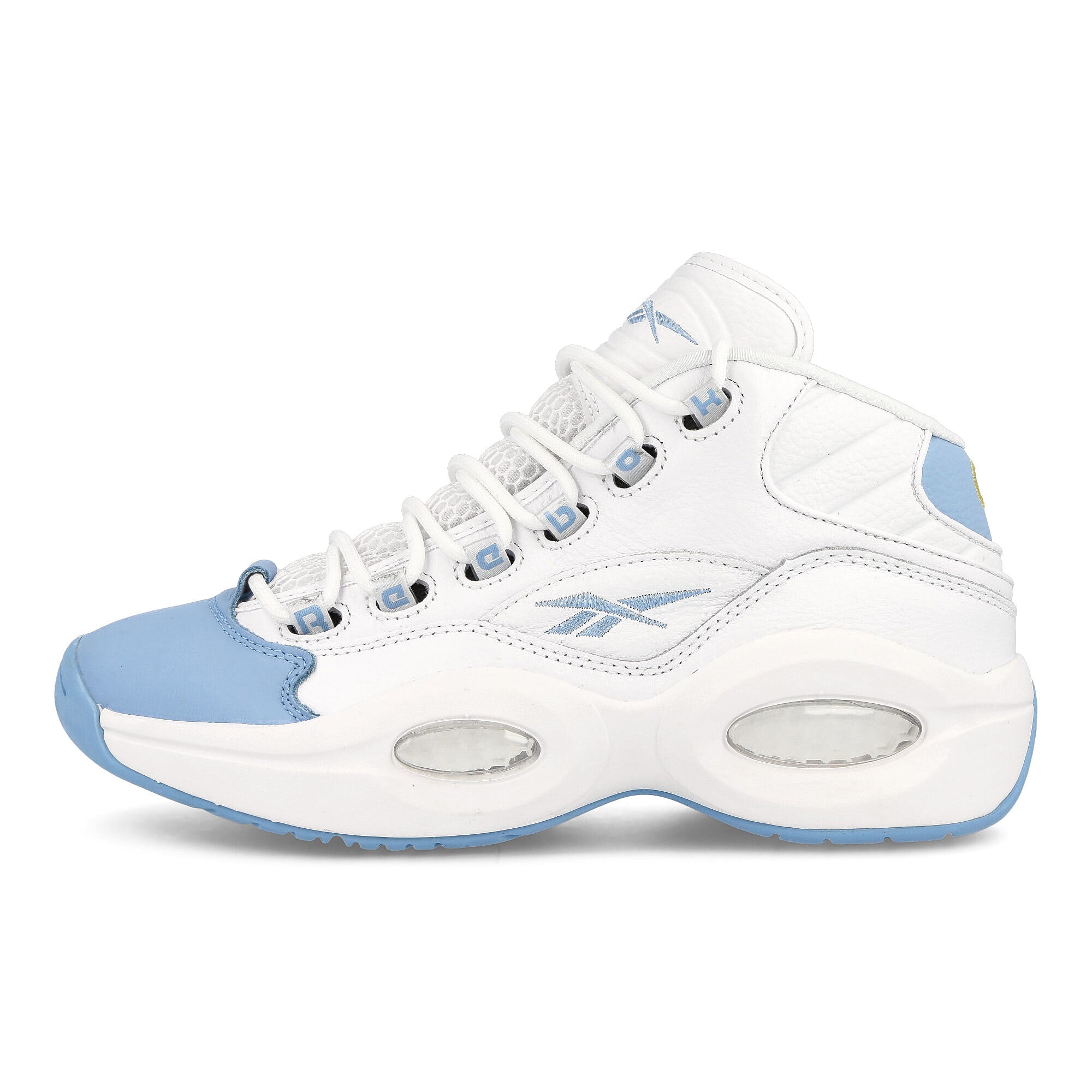 Reebok Question Mid Cloud White-Fluid Blue-Toxic Yellow Mid Top Sneakers GW8854 | Overkill