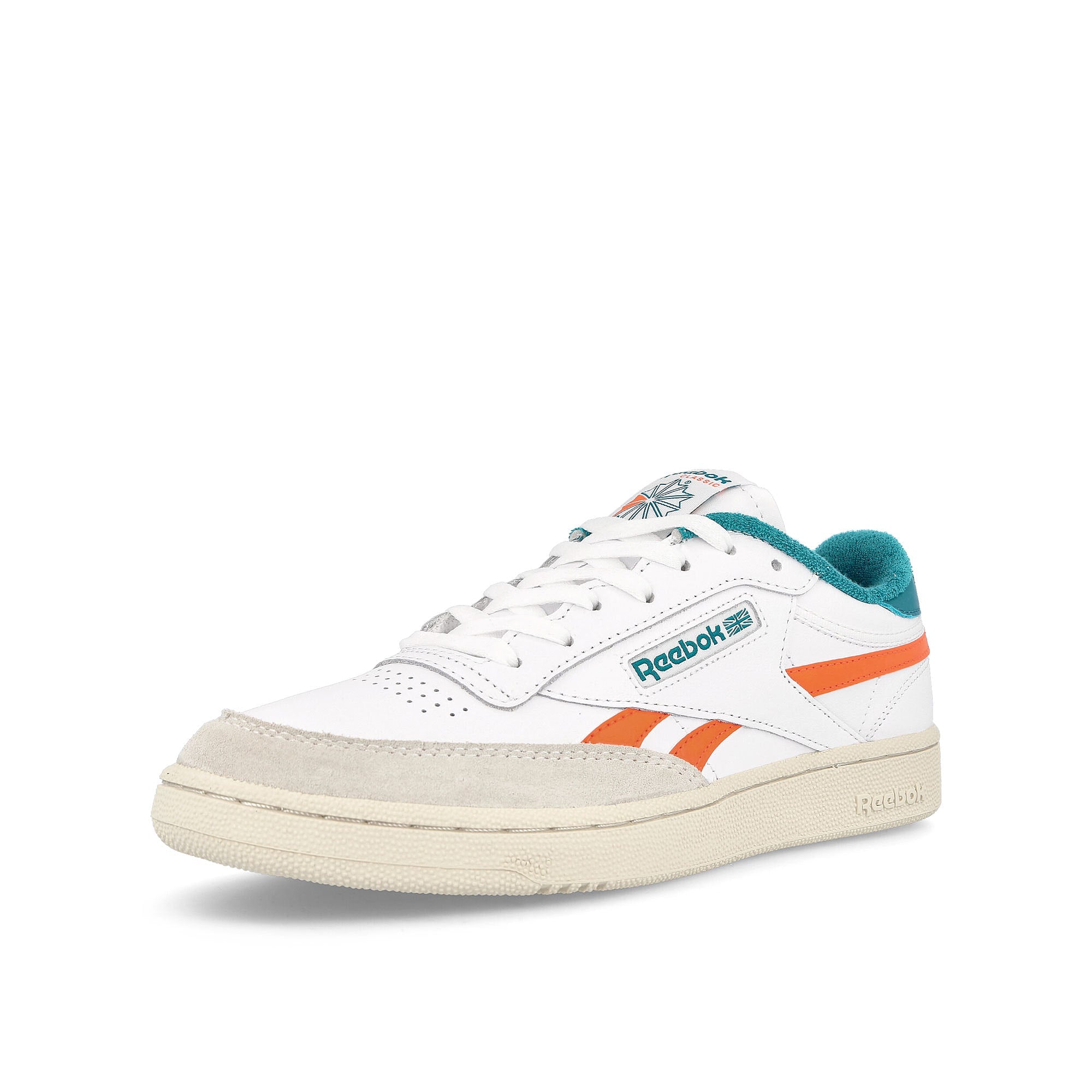 Reebok club c revenge Footwear White-Pump Orange-Seaport Teal Sneakers Close Up | Overkill