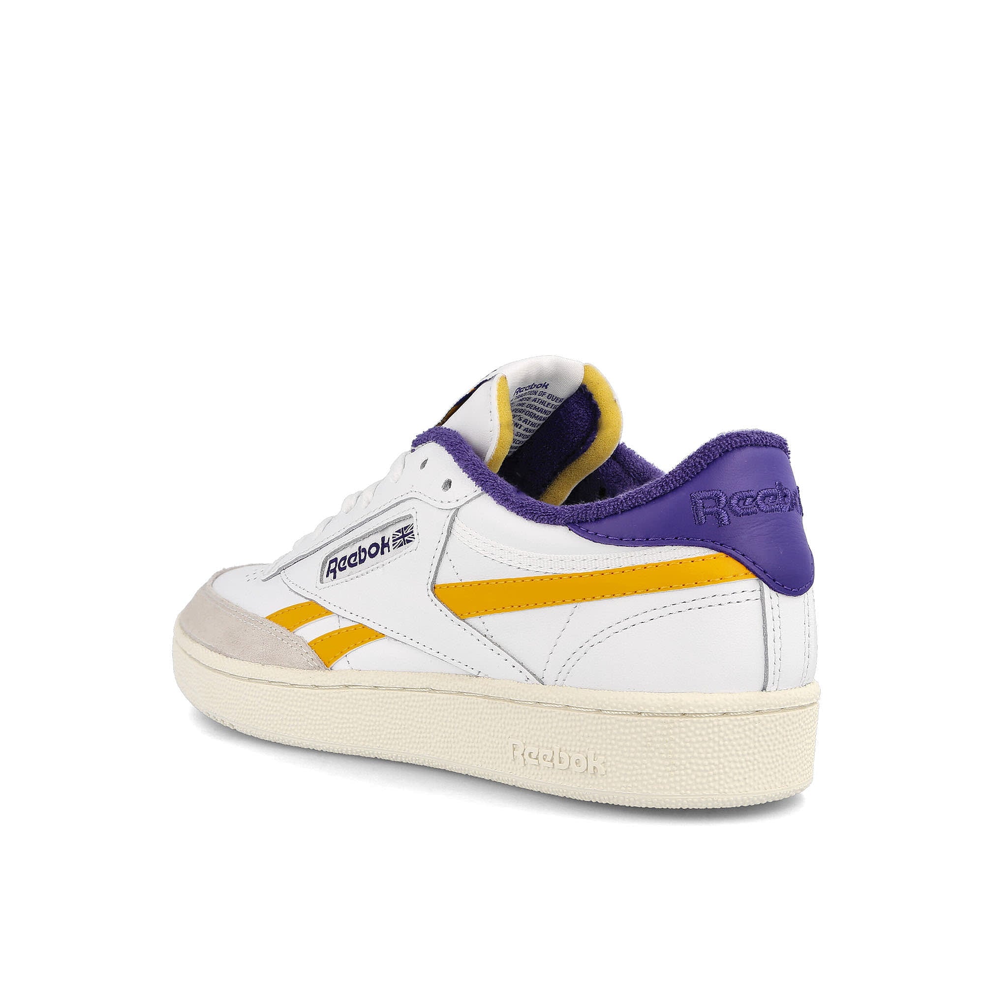 Reebok club c revenge Footwear White / Collegiate Gold / Bold Purple Close-up | Overkill