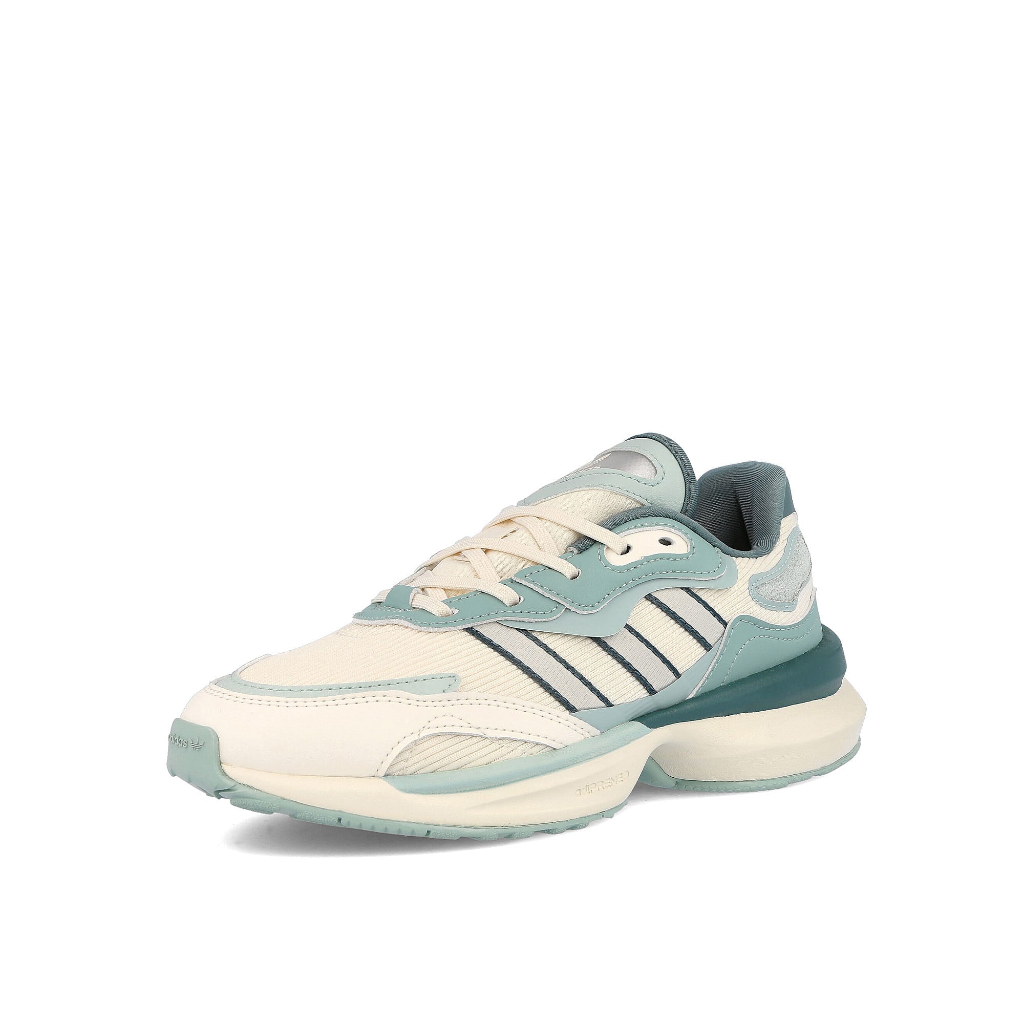 adidas wmns zentic Chalk White-Chalk White-Hazy Green Sneakers Close Up | Overkill