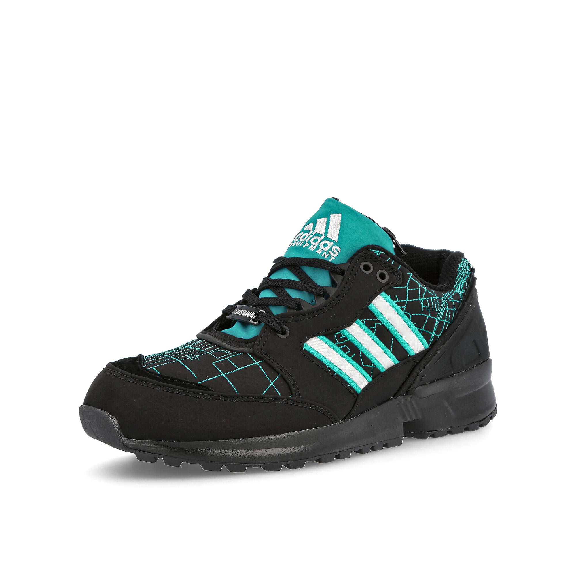 adidas equipment cushion 91 runners high Equipment Green-Cloud White-Core Black Sneakers Close Up | Overkill