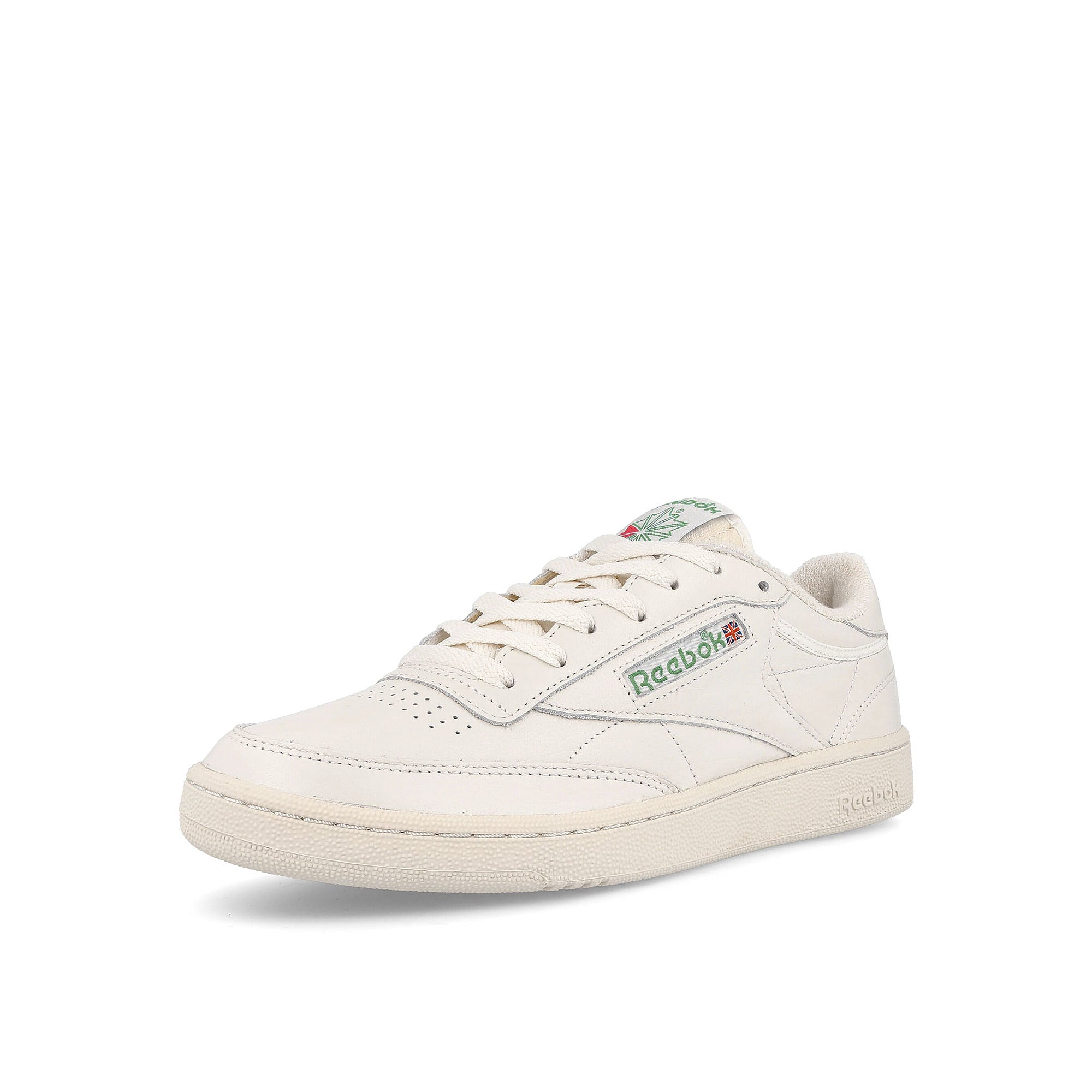 Reebok Wmns Club C 85 Vintage Chalk / Alabaster / Glen Green Low Top Sneakers Close Up | Overkill