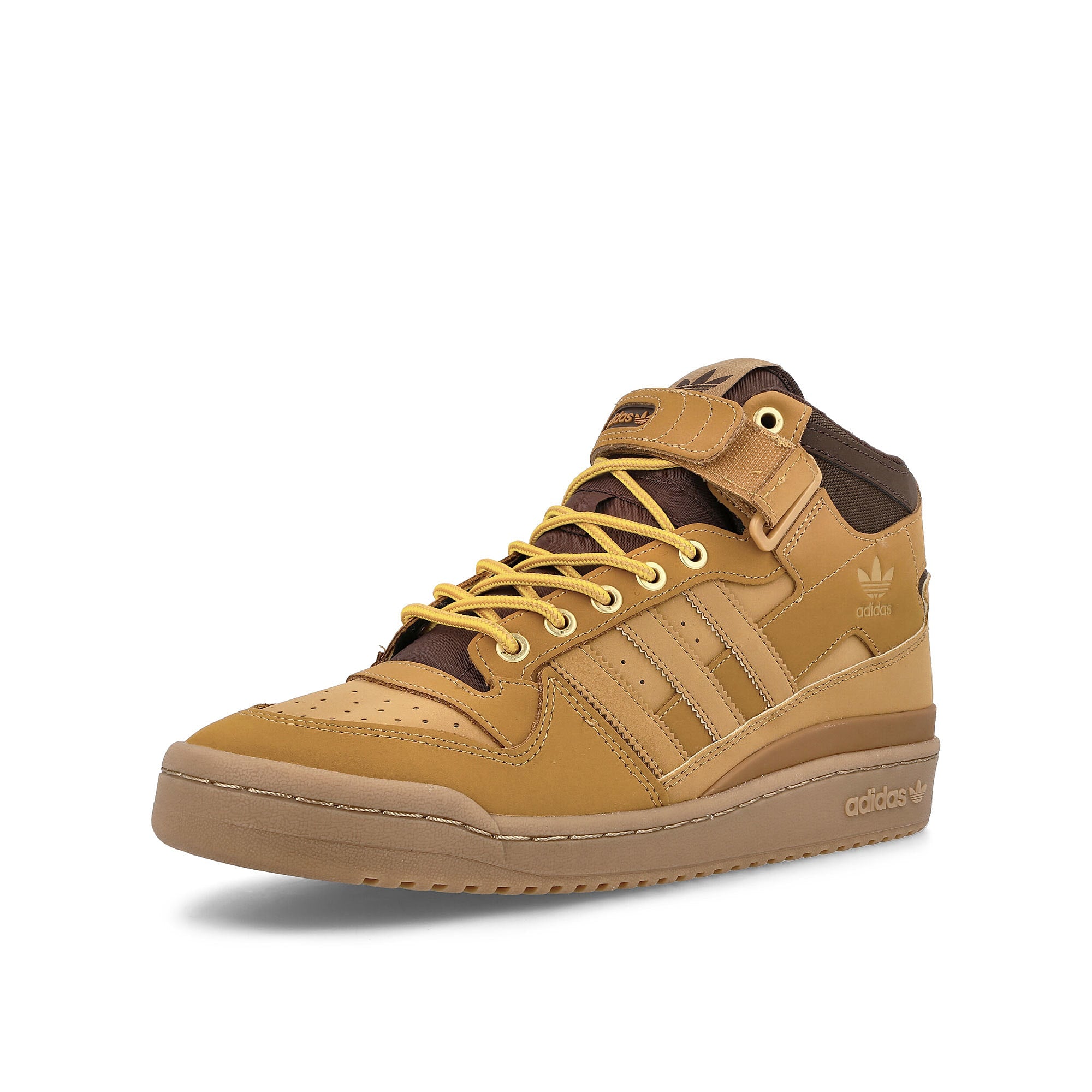 adidas Forum Mid Mesa-Brown-Gum Mid Top Sneakers Close Up | Overkill
