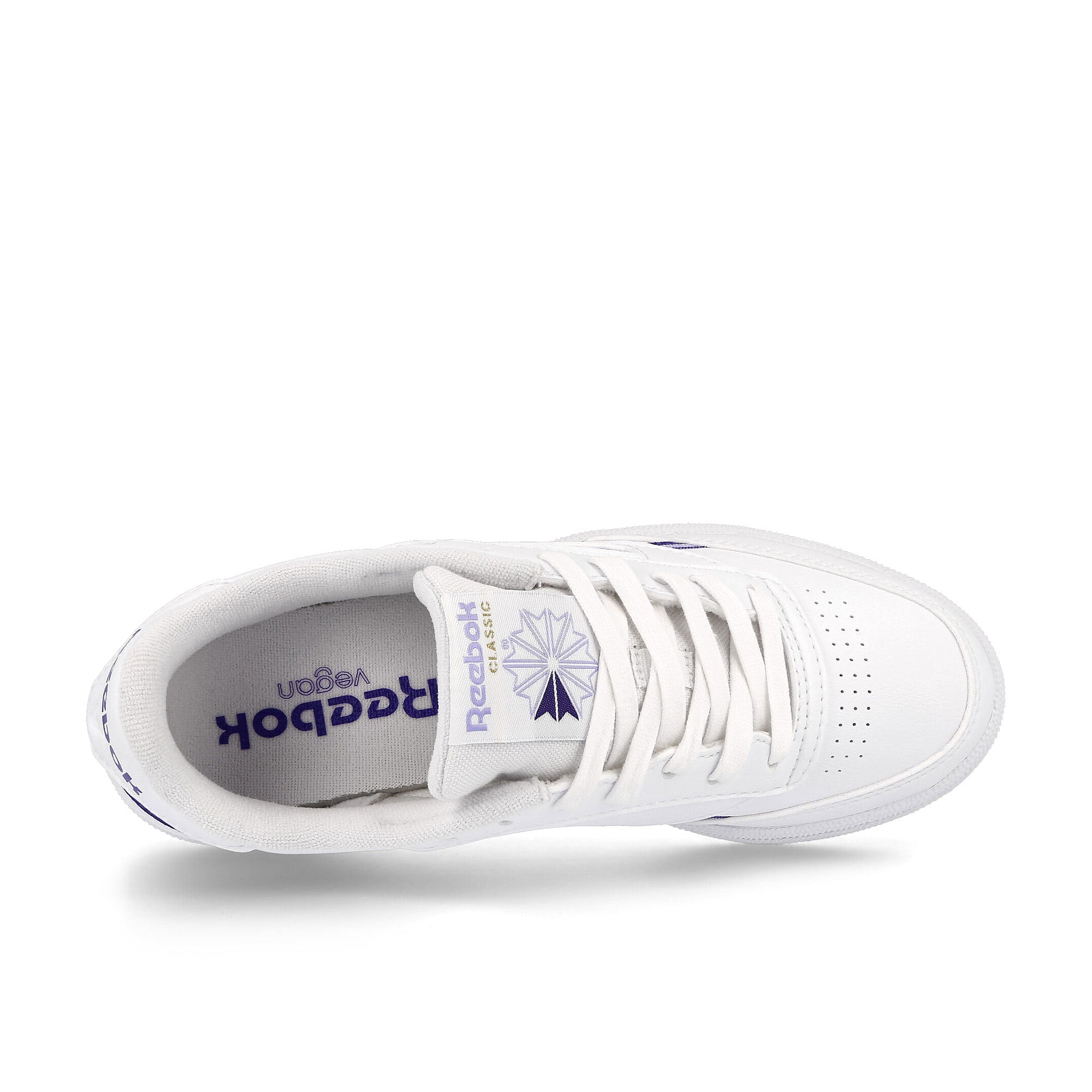 Reebok wmns club c 85 vegan Footwear White / Lilac Glow / Bold Purple Detail view 1 | Overkill