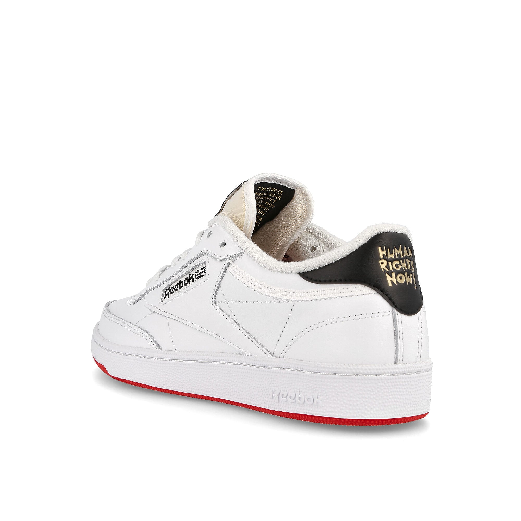 Reebok club c 85 human rights now Footwear White-Chalk White-Vector Red Low Top Sneakers Material | Overkill