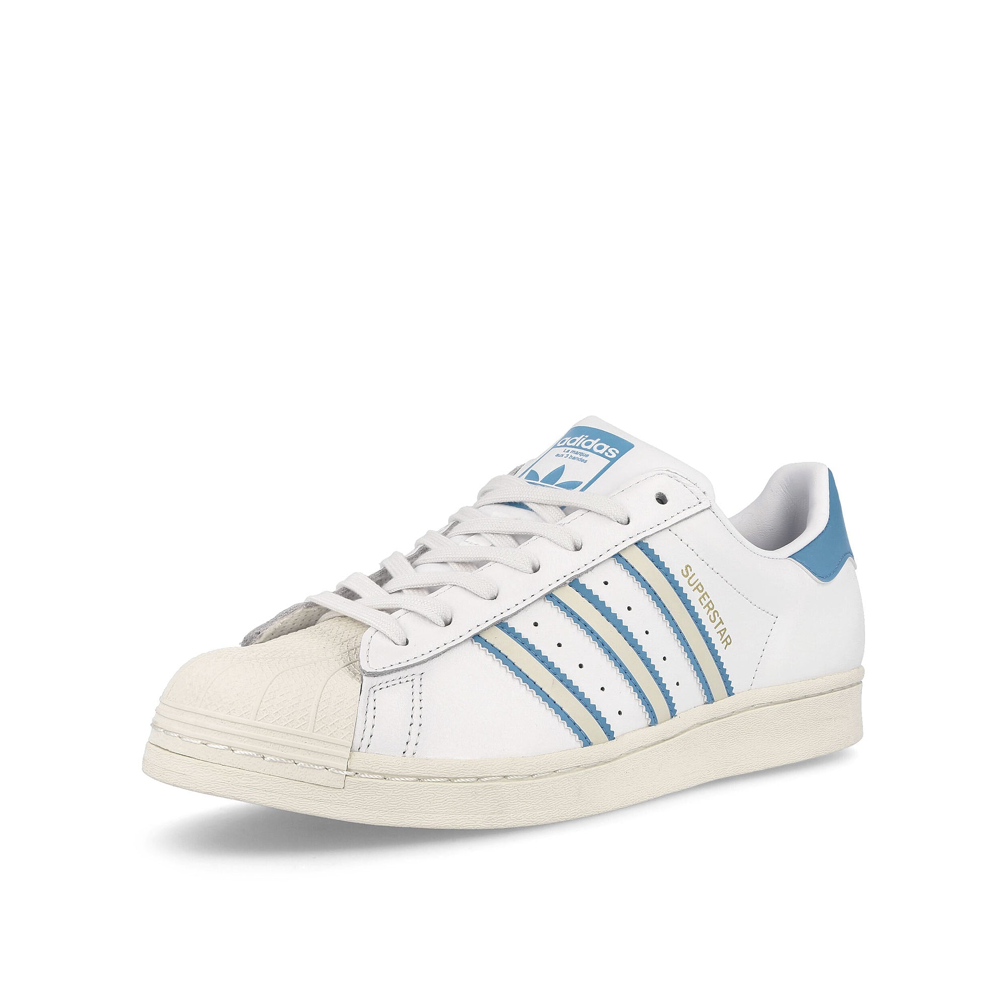 adidas Superstar Footwear White / Off White / Light Blue Sneakers Close Up | Overkill