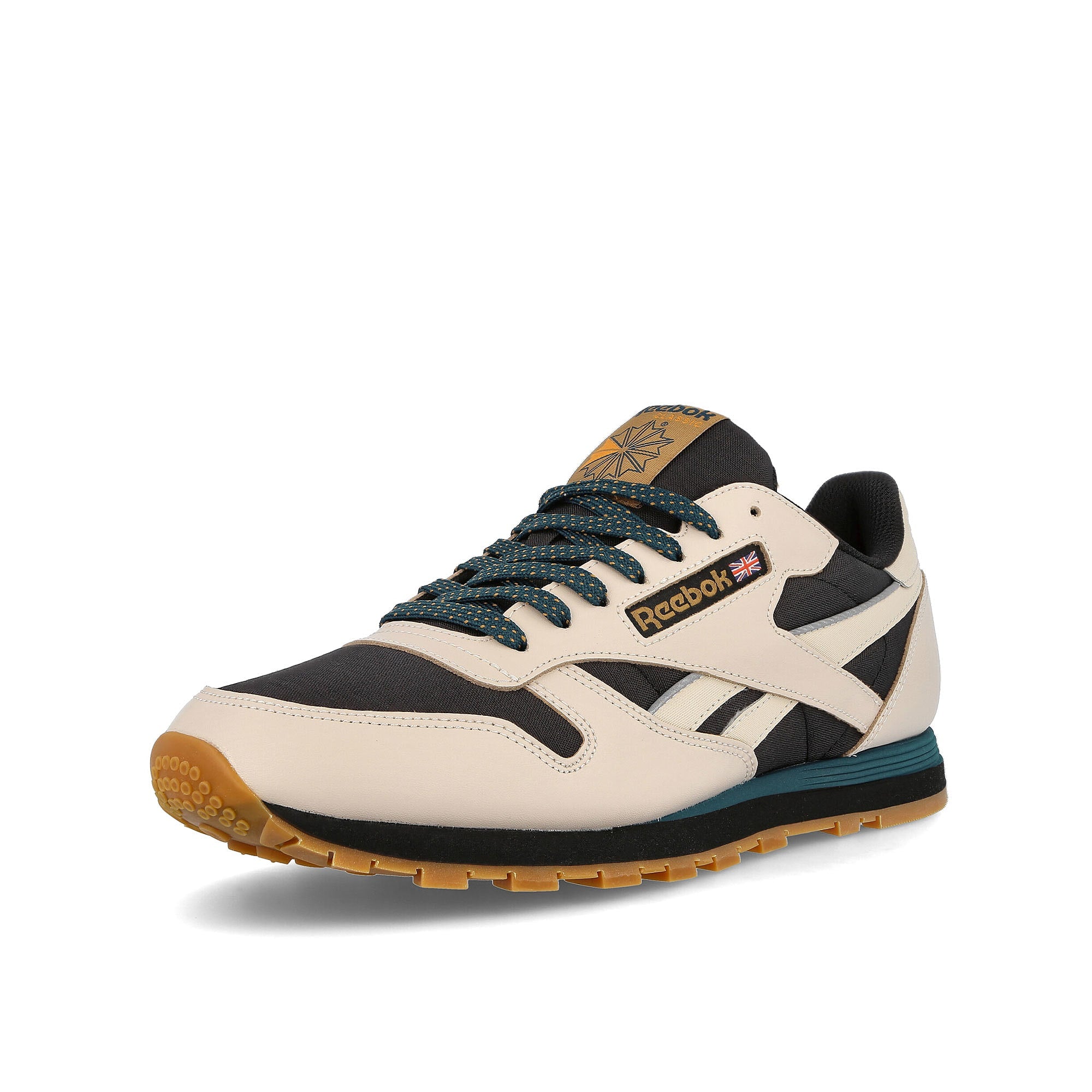 Reebok classic leather Stucco-Core Black-Midnight Pine Sneakers Close Up | Overkill