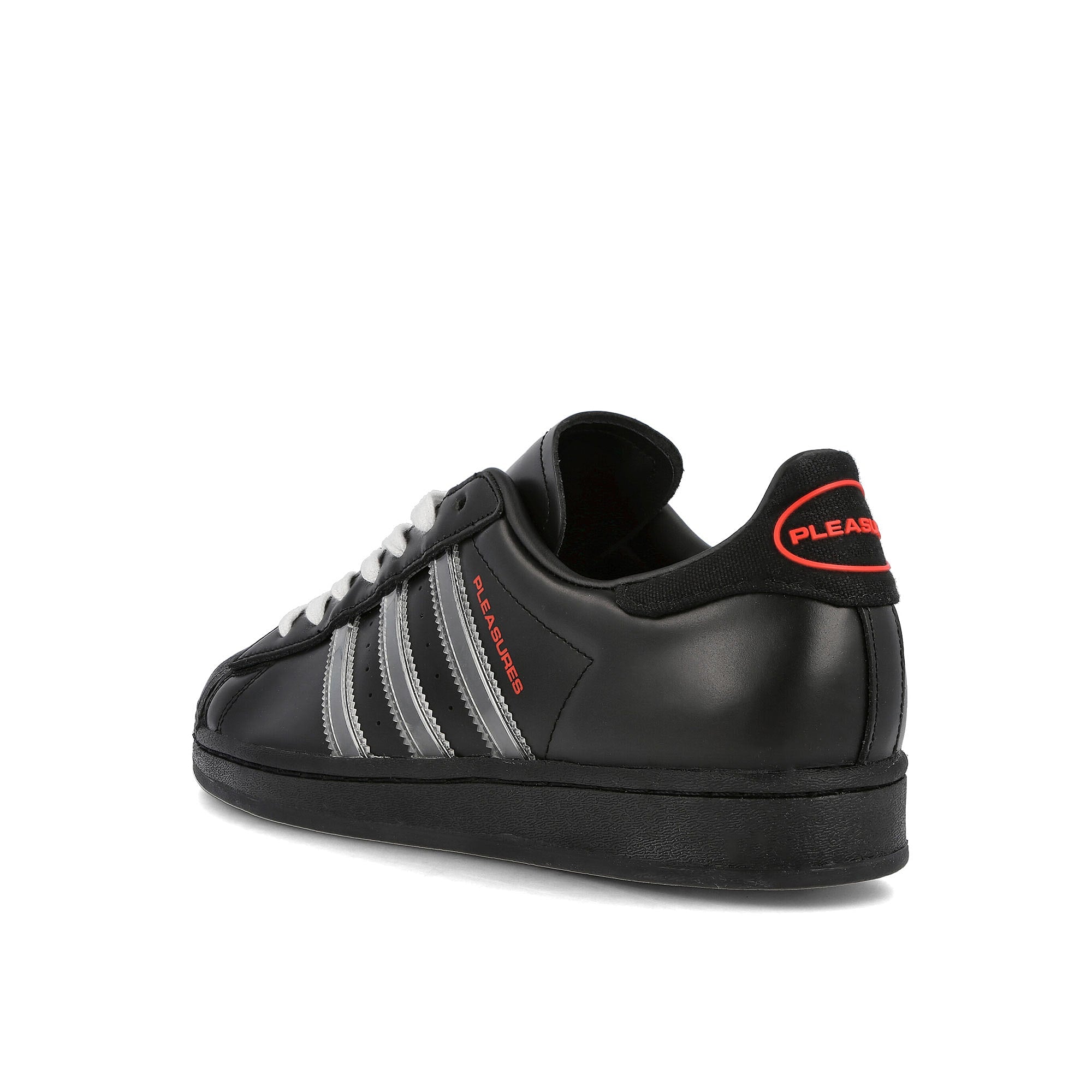 adidas Pleasures x adidas Consortium Superstar Carbon Black-Footwear White-Red Sneakers Material | Overkill