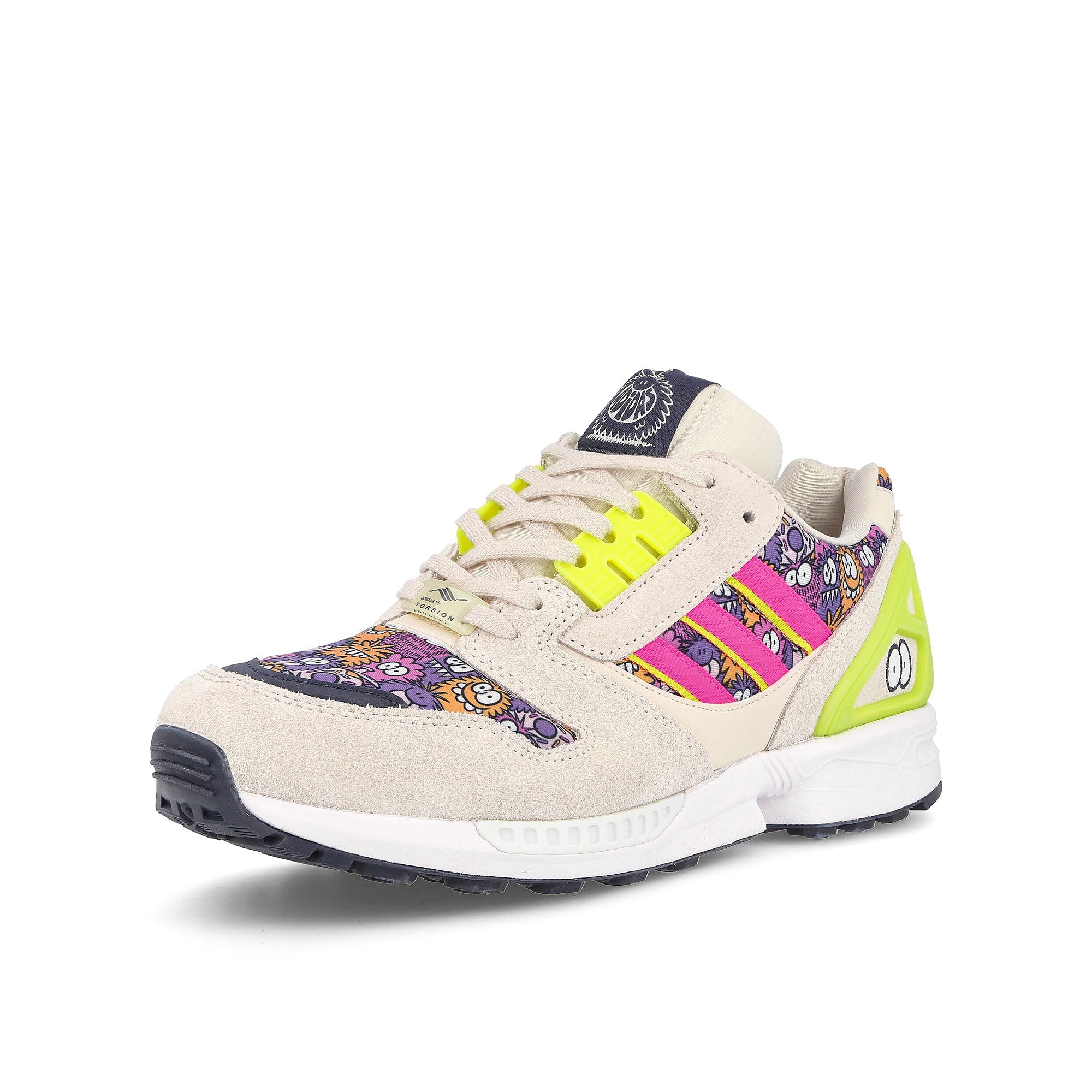 adidas Kevin Lyons x adidas ZX 8000 Chalk White-Solar Pink-Team Semi Sol Yellow Sneakers Close Up | Overkill