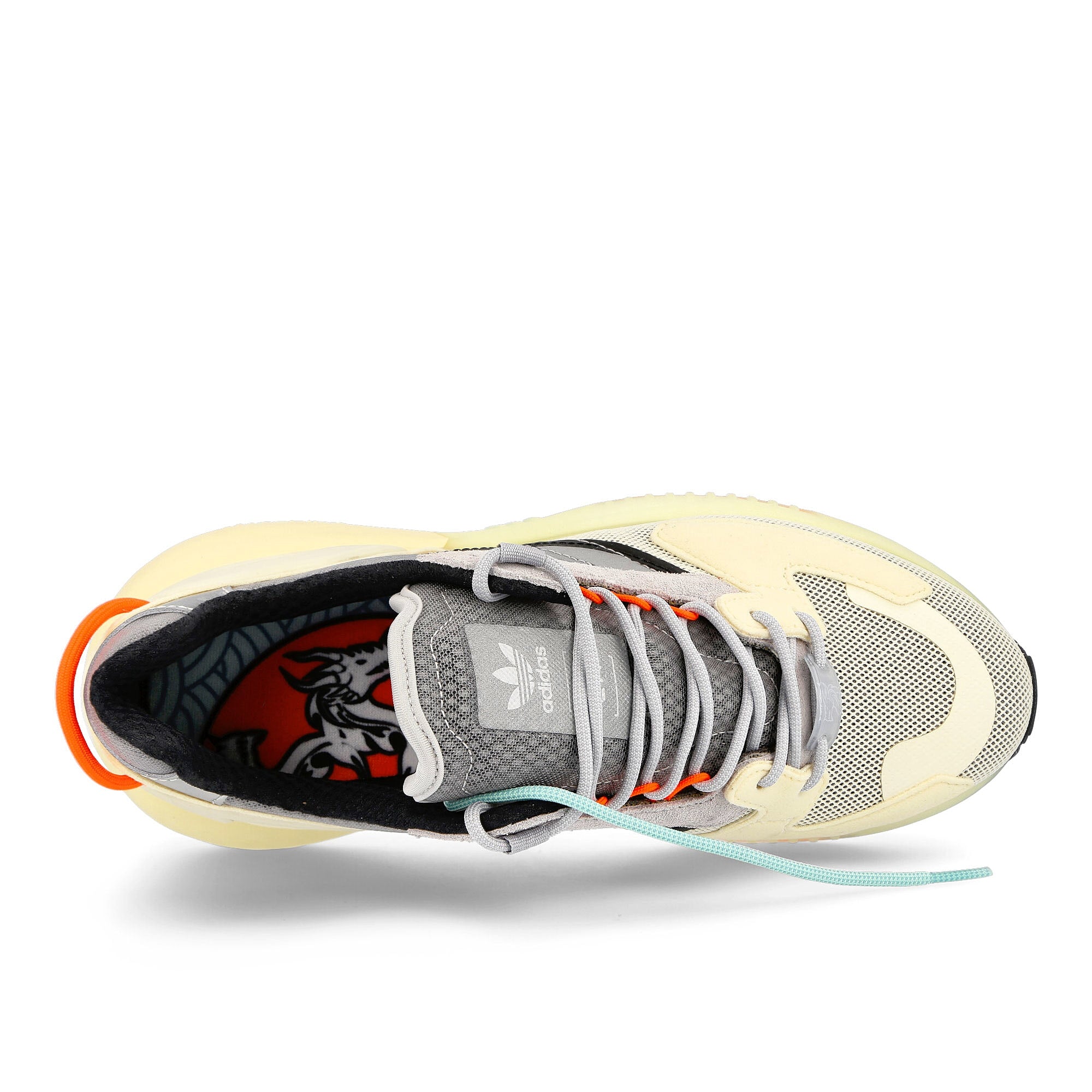 adidas zx 5k boost lerna Silver Metallic-Cream White-Solar Red Sneakers Detailfoto | Overkill