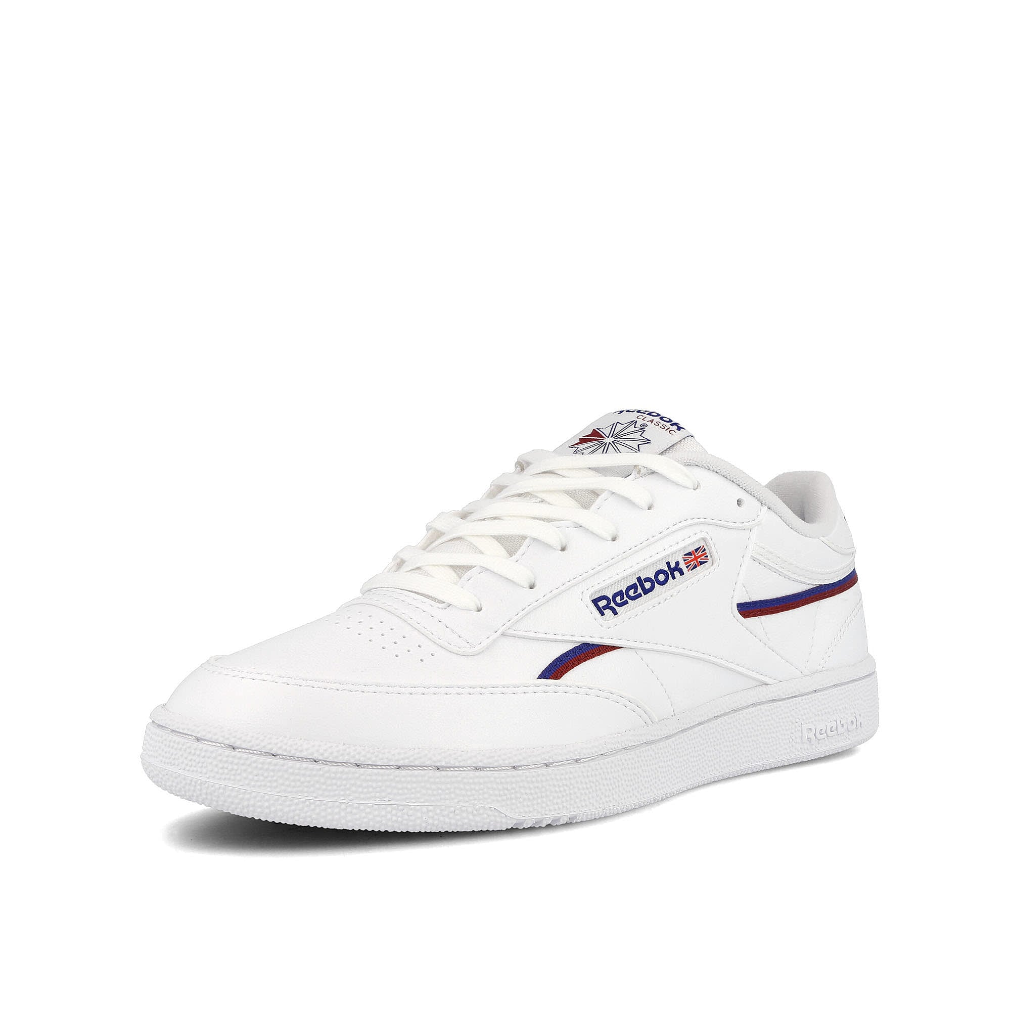 Reebok club c 85 vegan Footwear White / Classic Cobalt / Classic Burgundy Low Top Sneakers Close Up | Overkill