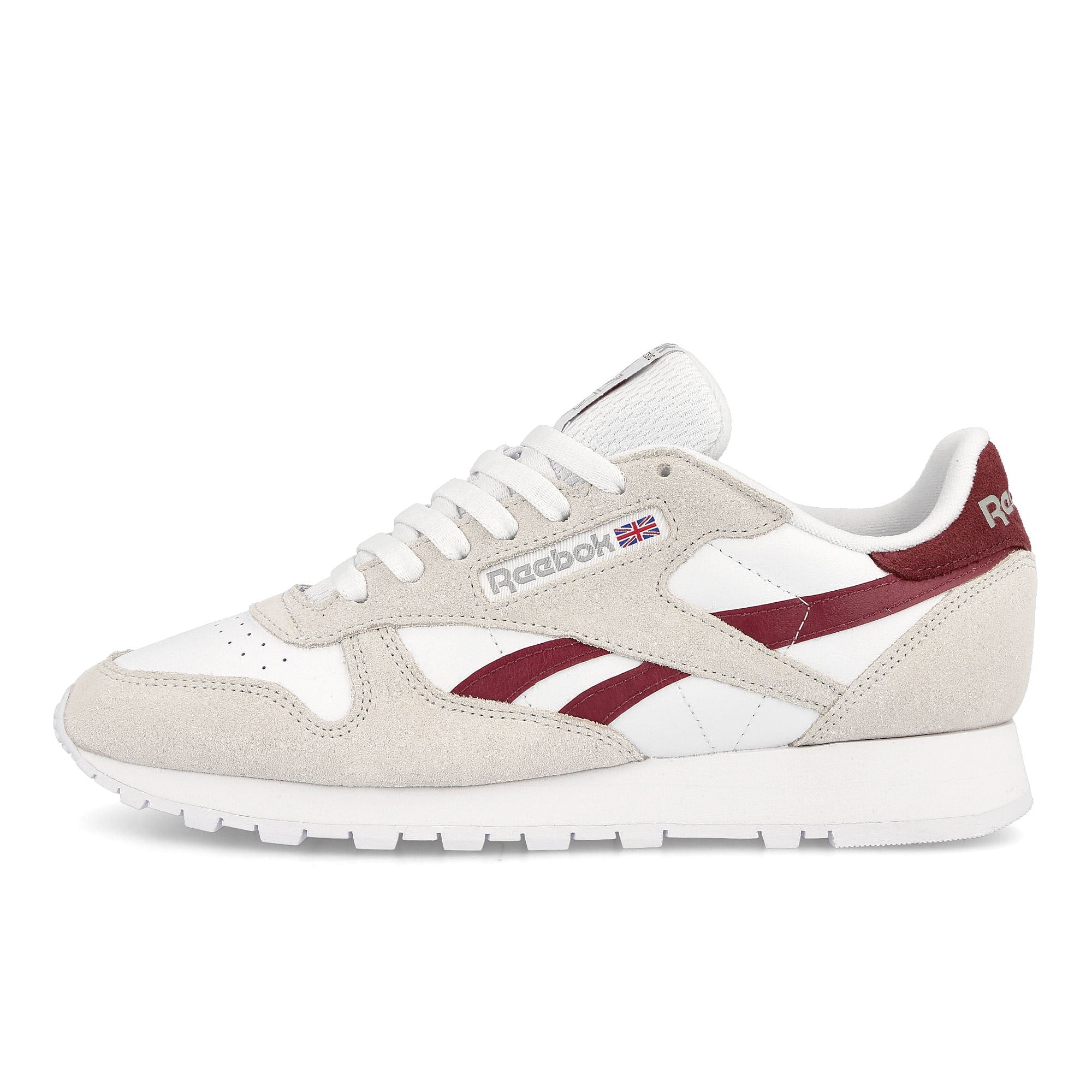 Reebok Classic Leather Pure Grey 1 / Classic Burgundy / Cloud White Low Top Sneakers GY7301 | Overkill