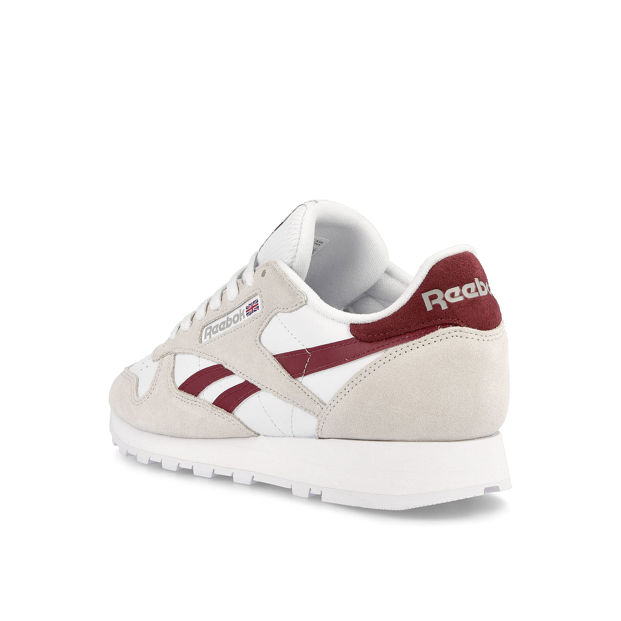 Reebok Classic Leather Pure Grey 1 / Classic Burgundy / Cloud White Low Top Sneakers Material | Overkill