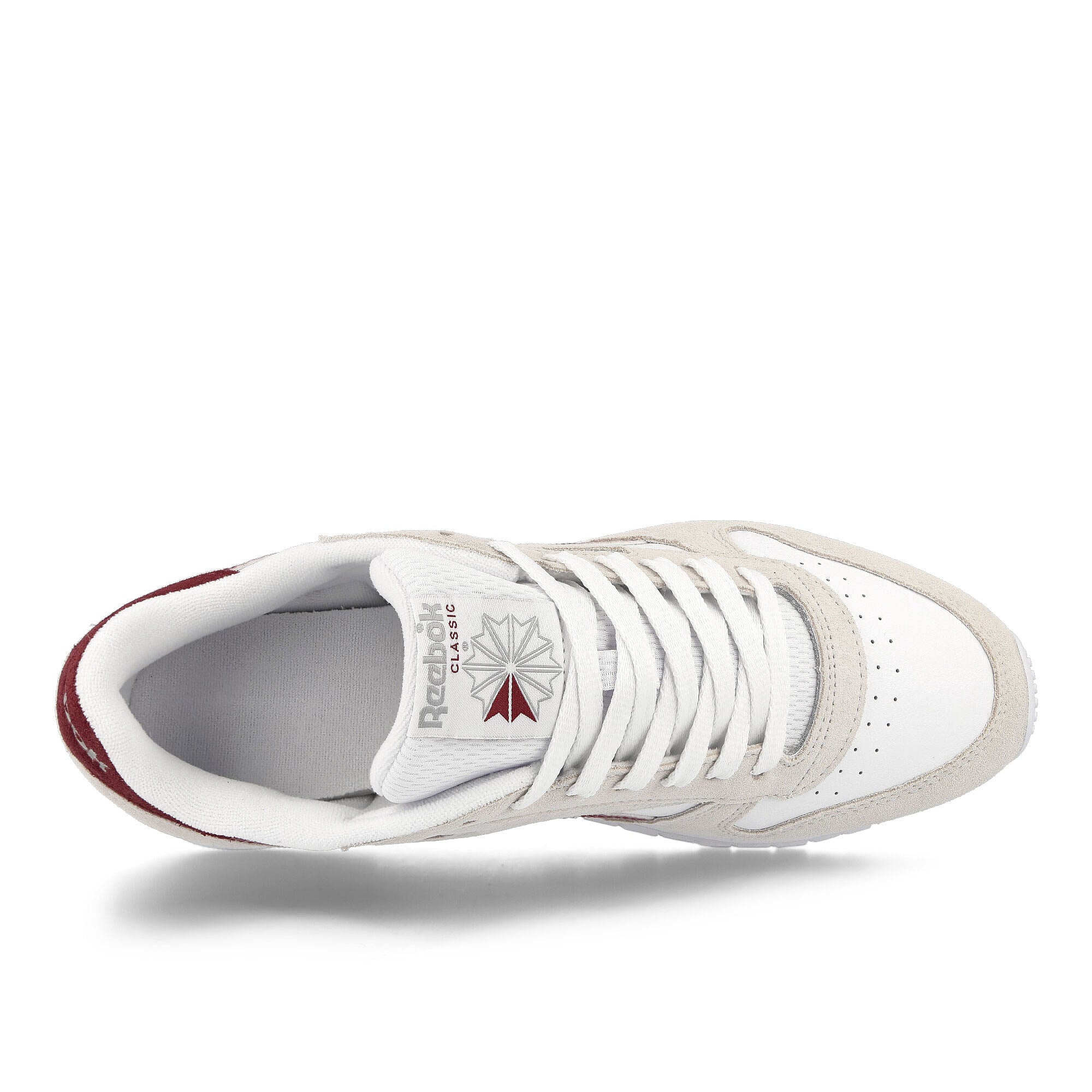 Reebok Classic Leather Pure Grey 1 / Classic Burgundy / Cloud White Low Top Sneakers Detailfoto | Overkill