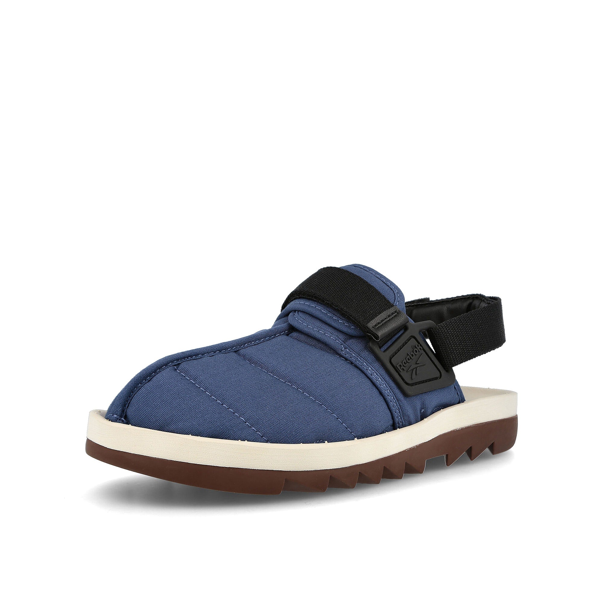 Reebok beatnik Batik Blue-Alabaster-Brush Brown Slides, Sandals & Slippers Close Up | Overkill