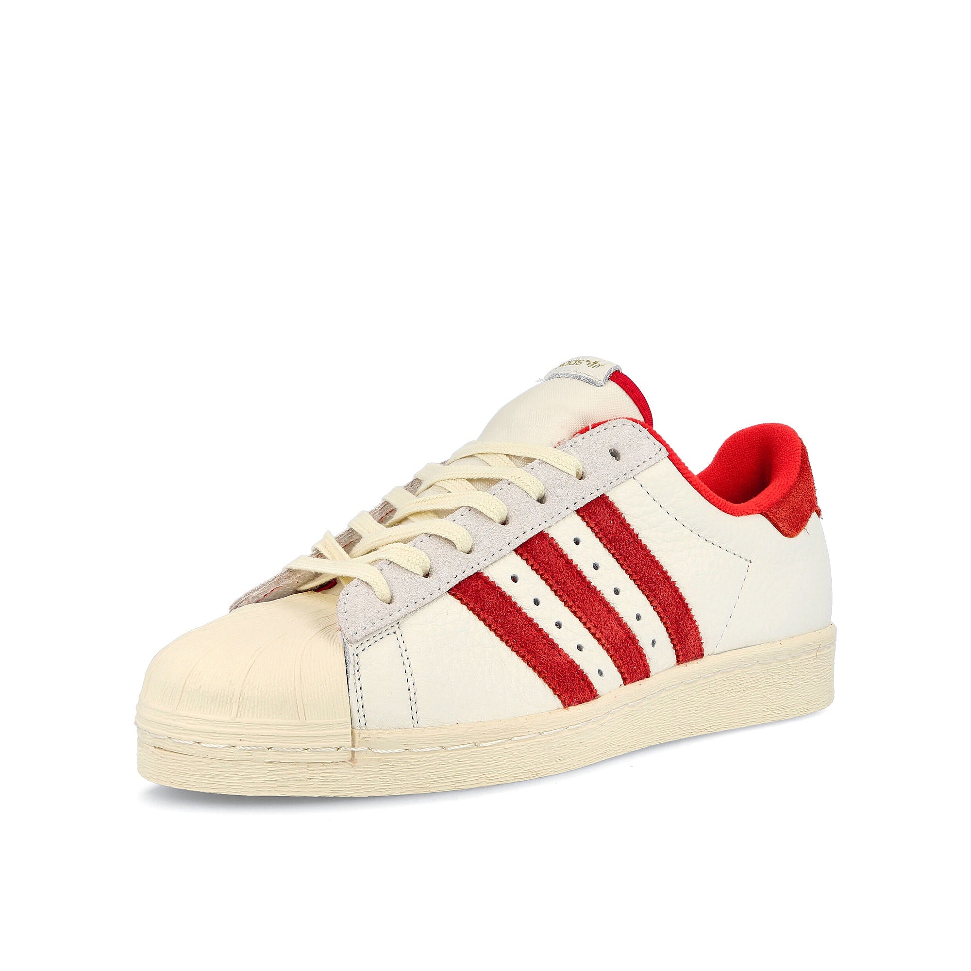 adidas superstar 82 Cloud White-Vivid Red-Cream White Sneakers Close Up | Overkill