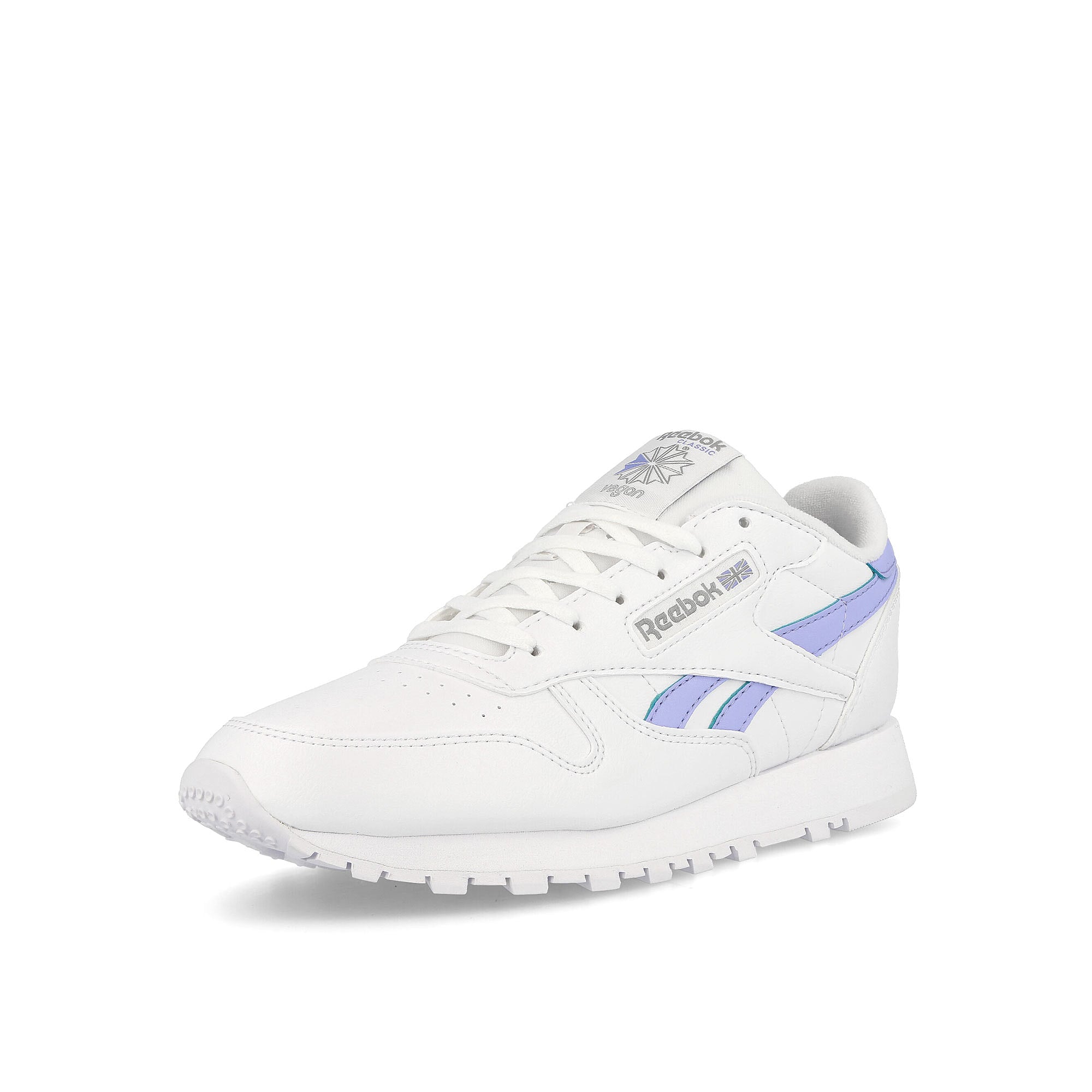 Reebok Classic Vegan Cloud White-Cloud White-Lilac Glow Low Top Sneakers Close Up | Overkill
