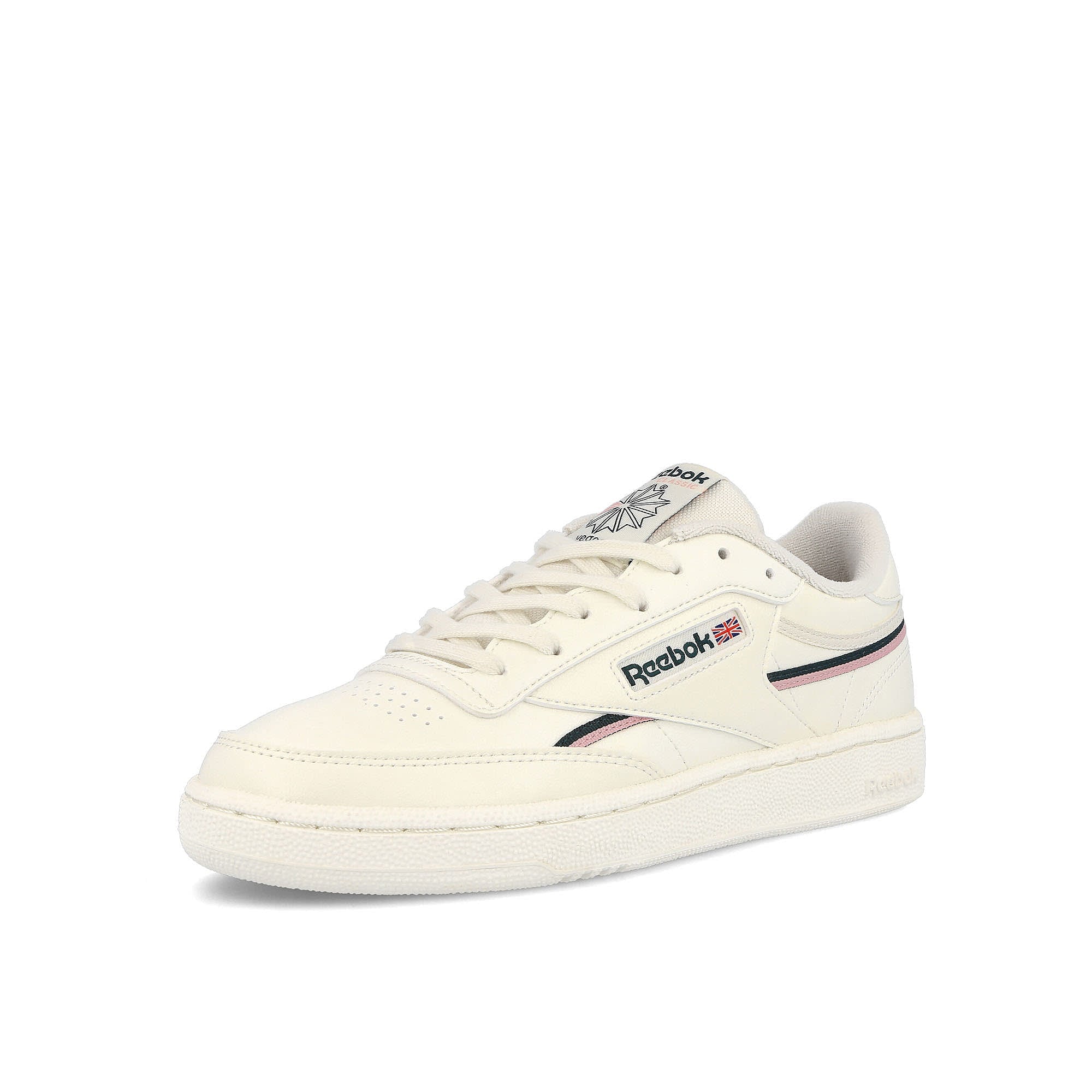 Reebok wmns club c 85 vegan Chalk / Pink Glow / Forgrn Sneakers Close Up | Overkill