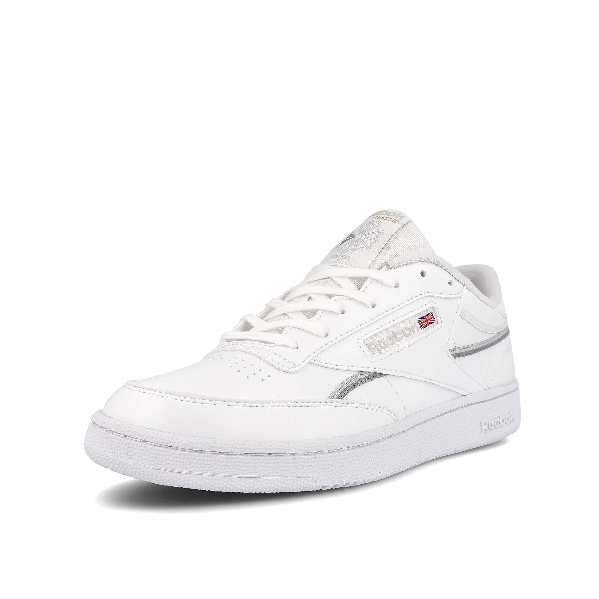 Reebok club c 85 vegan Footwear White / Pure Grey 2 / Pure Grey 4 Low Top Sneakers Close Up | Overkill
