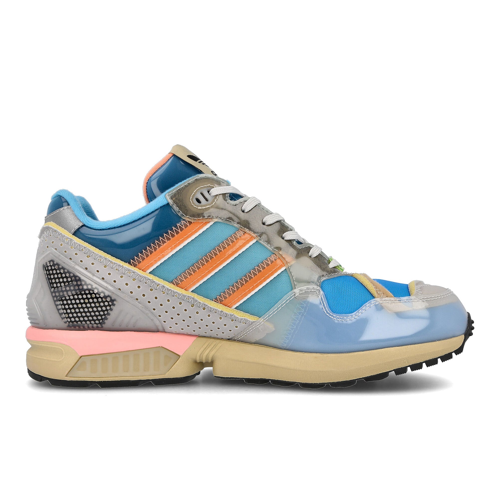 adidas xz 0006 zx inside out Bright Cyan-Chalk Coral-Stone Khaki Low Top Sneakers Silhouette | Overkill