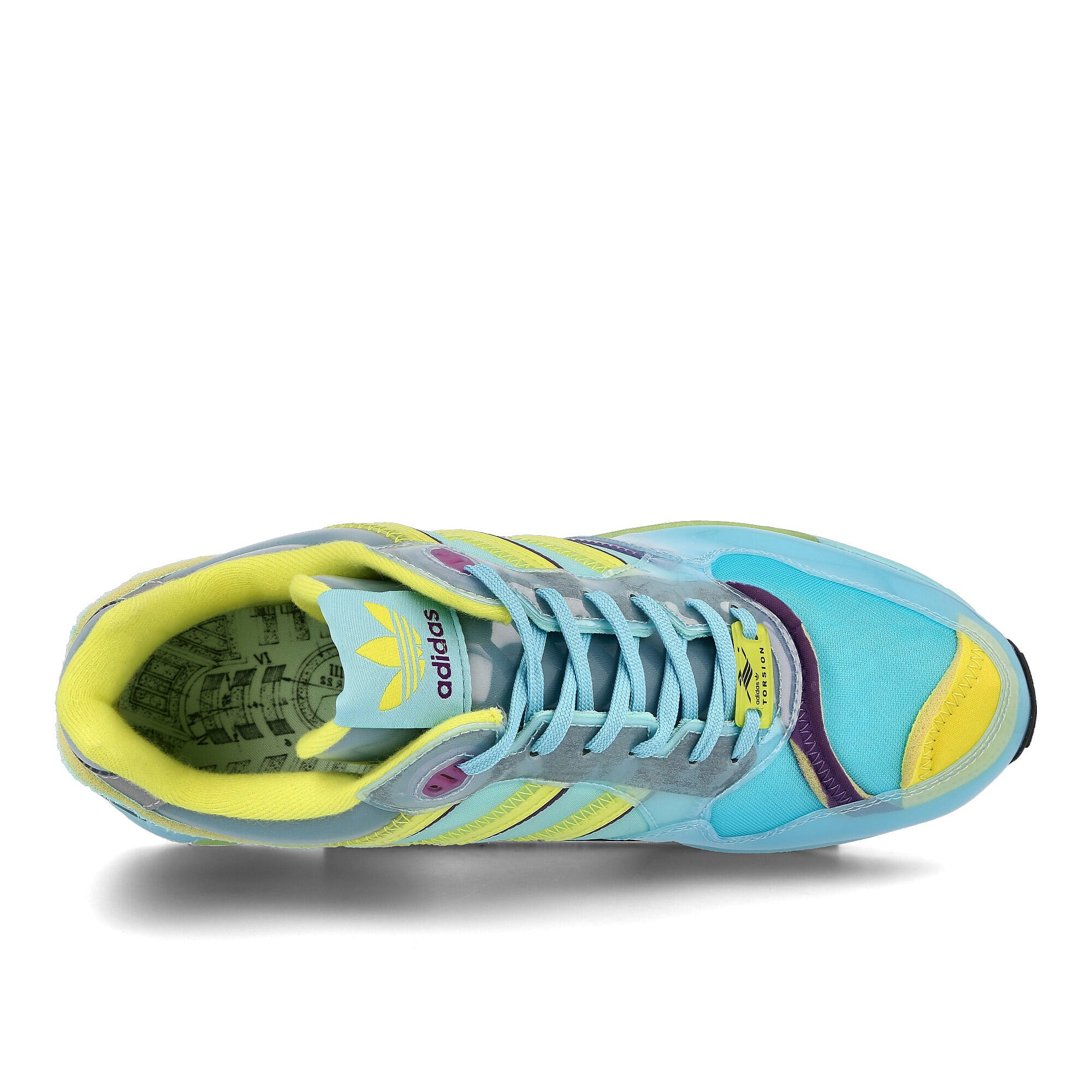 adidas xz 0006 zx inside out Clear Aqua-Light Aqua-Shock Yellow Low Top Sneakers Detailfoto | Overkill