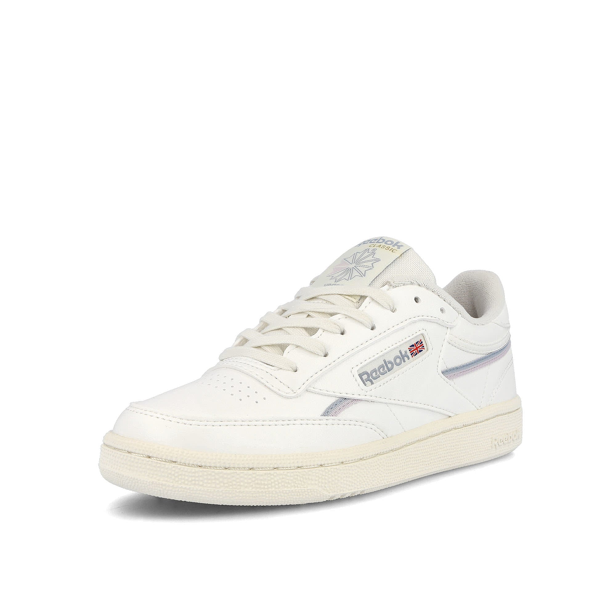Reebok wmns club c 85 vegan Chalk-Gable Grey-Quartz Glow Sneakers Close Up | Overkill