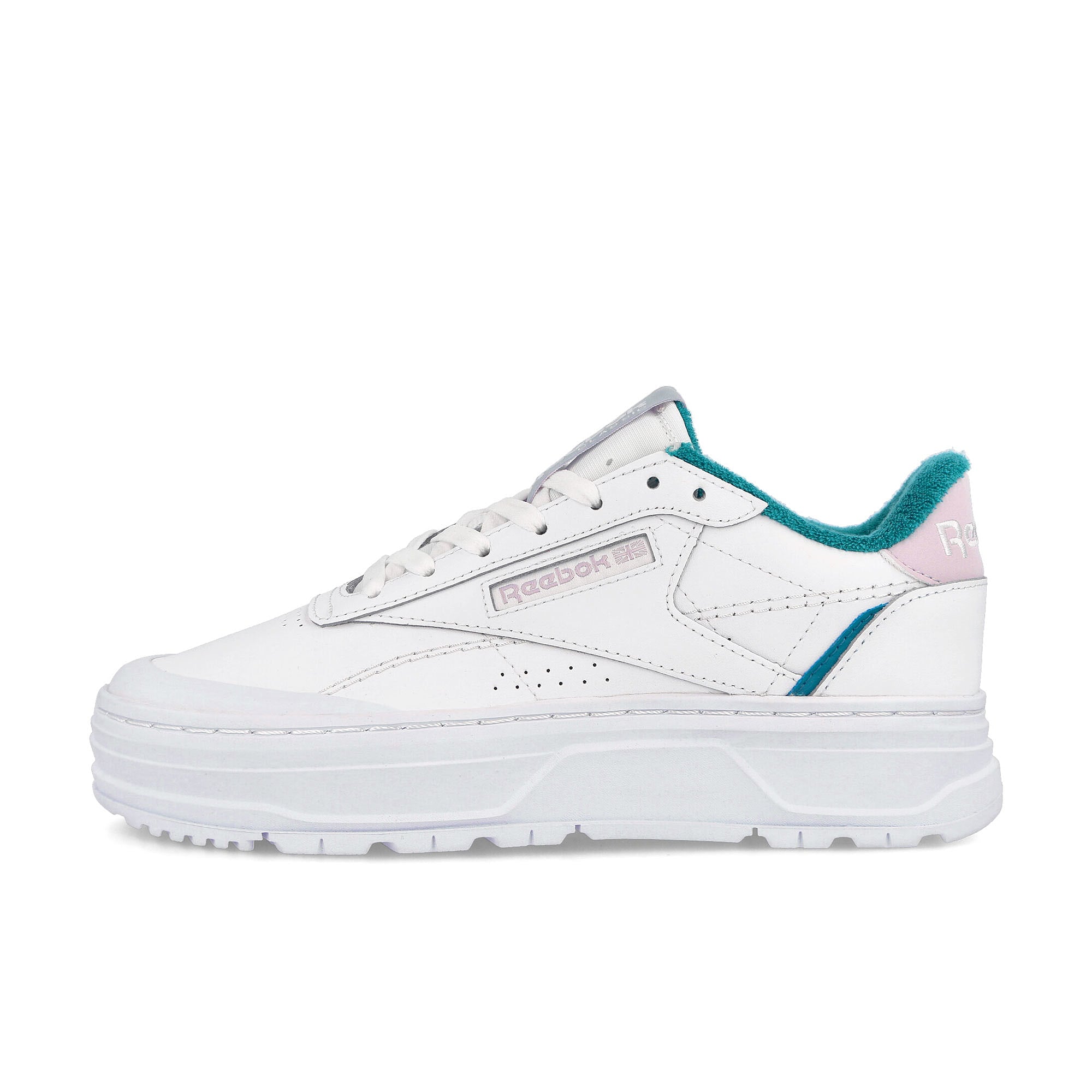 Reebok wmns club c double geo Cloud White-Seaport Teal-Quartz Glow Sneakers GZ3665 | Overkill