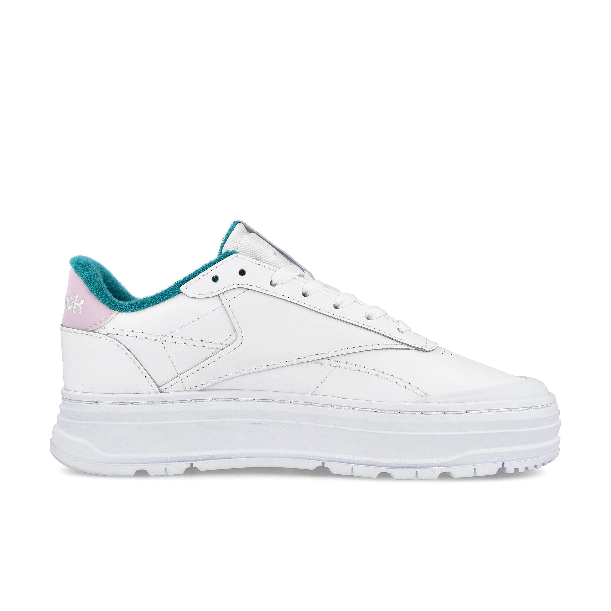 Reebok wmns club c double geo Cloud White-Seaport Teal-Quartz Glow Sneakers Silhouette | Overkill