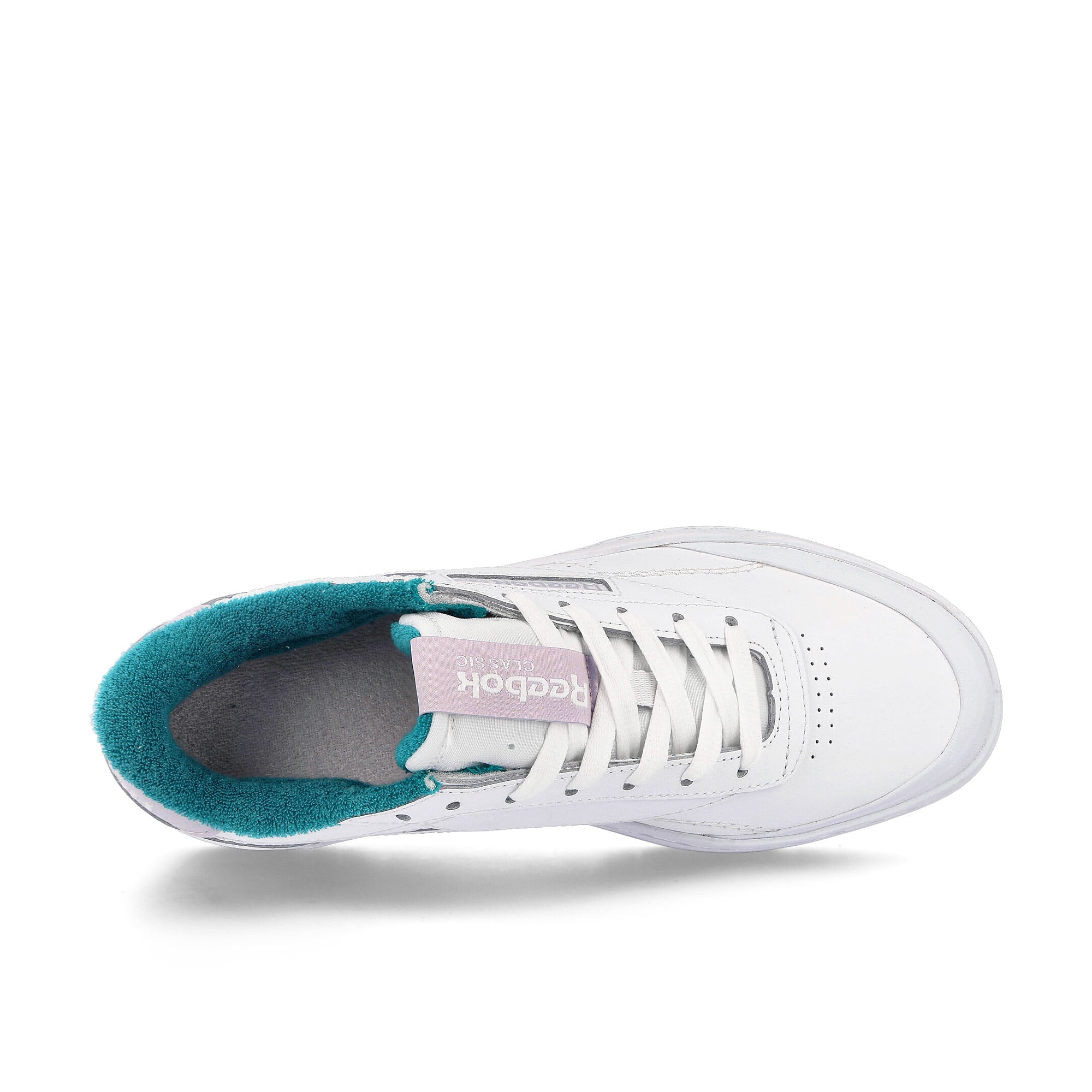 Reebok wmns club c double geo Cloud White-Seaport Teal-Quartz Glow Sneakers Detailfoto | Overkill