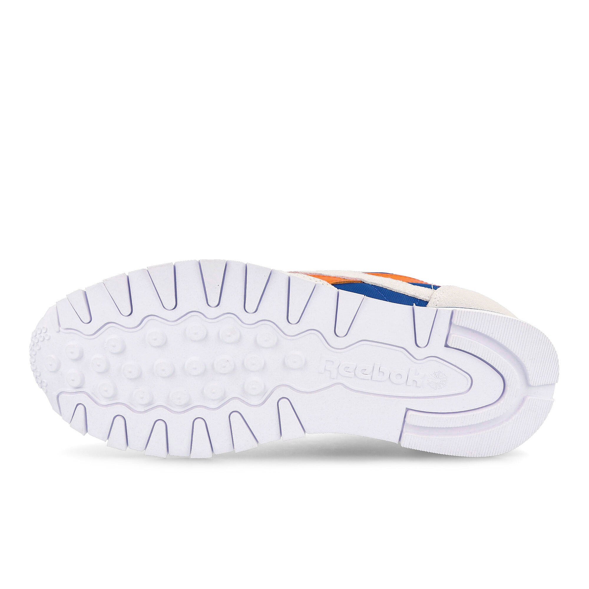 Reebok Bronze 56k x Reebok Classic Leather Chalk-Classic Cobalt-Slam Orange Sneakers Detail View 1 | Overkill