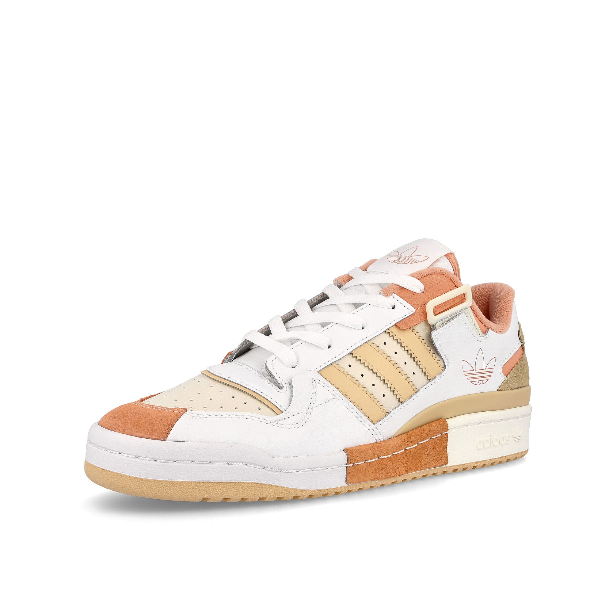 adidas forum exhibit low Footwear White-Cream White-Halo Amber Sneakers Close Up | Overkill