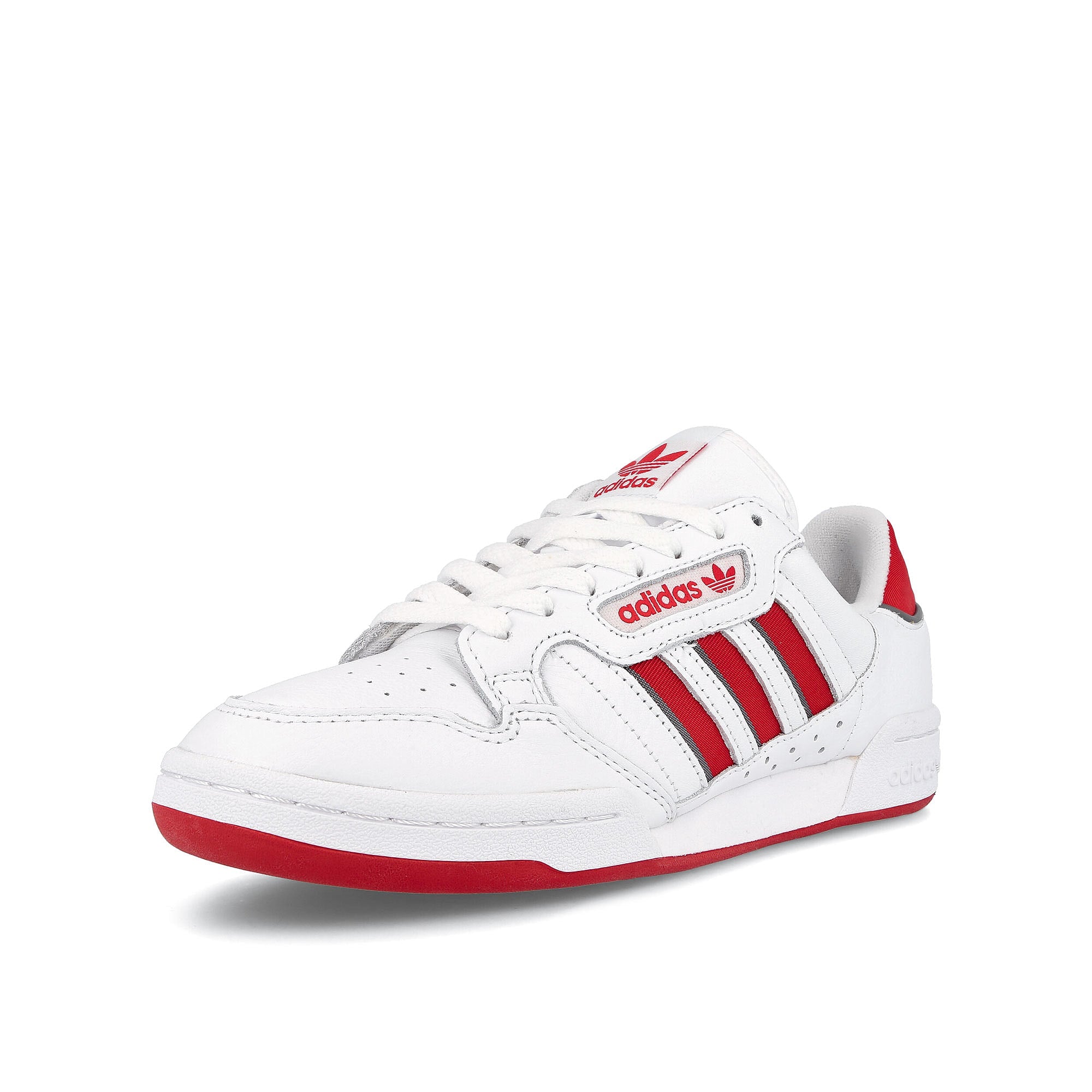 adidas continental 80 stripes Footwear White-Collegiate Red-Grey Three Sneakers Close Up | Overkill