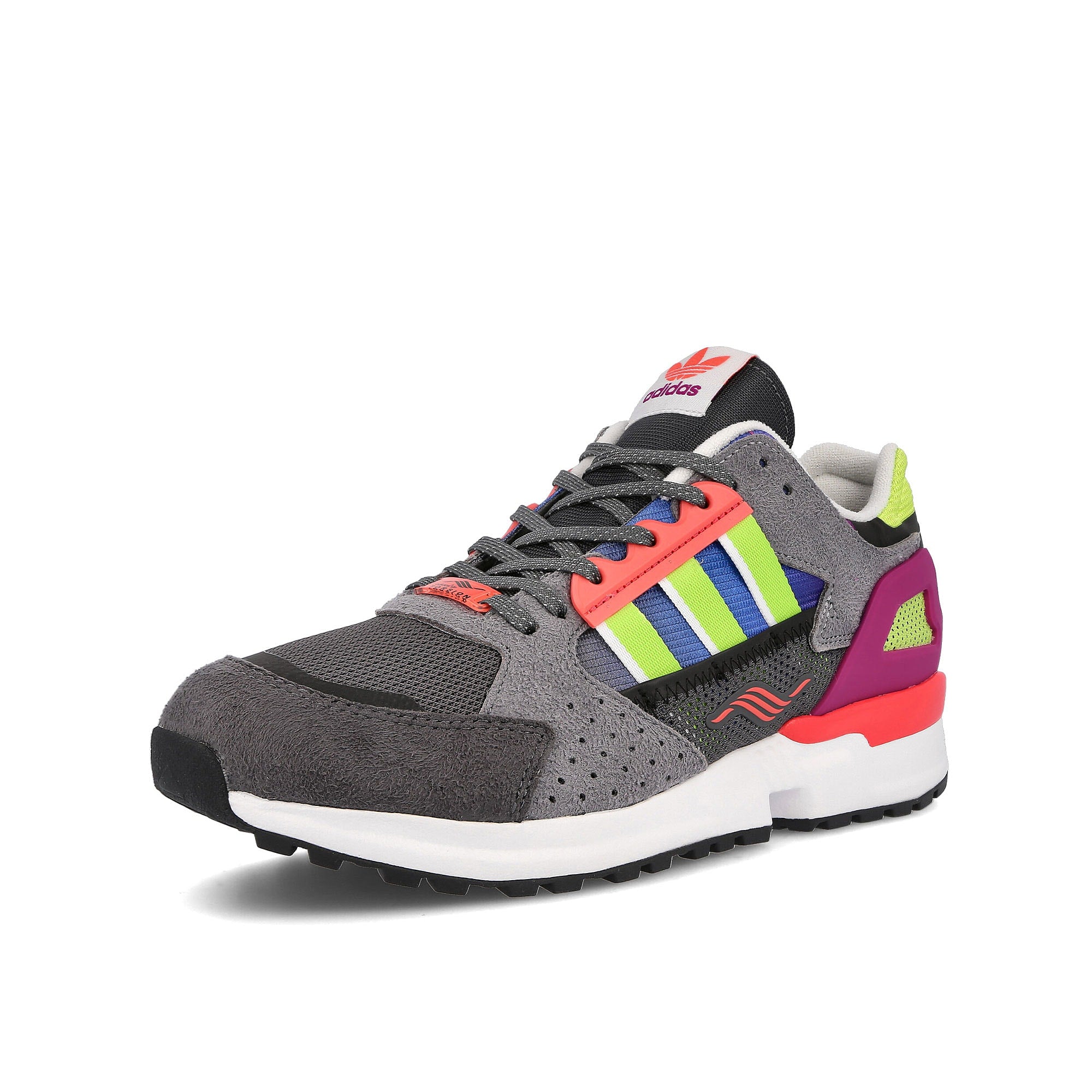 adidas zx 10.000 c Grey Five-Sonic Fuchsia-Semi Solar Slime Sneakers Close Up | Overkill