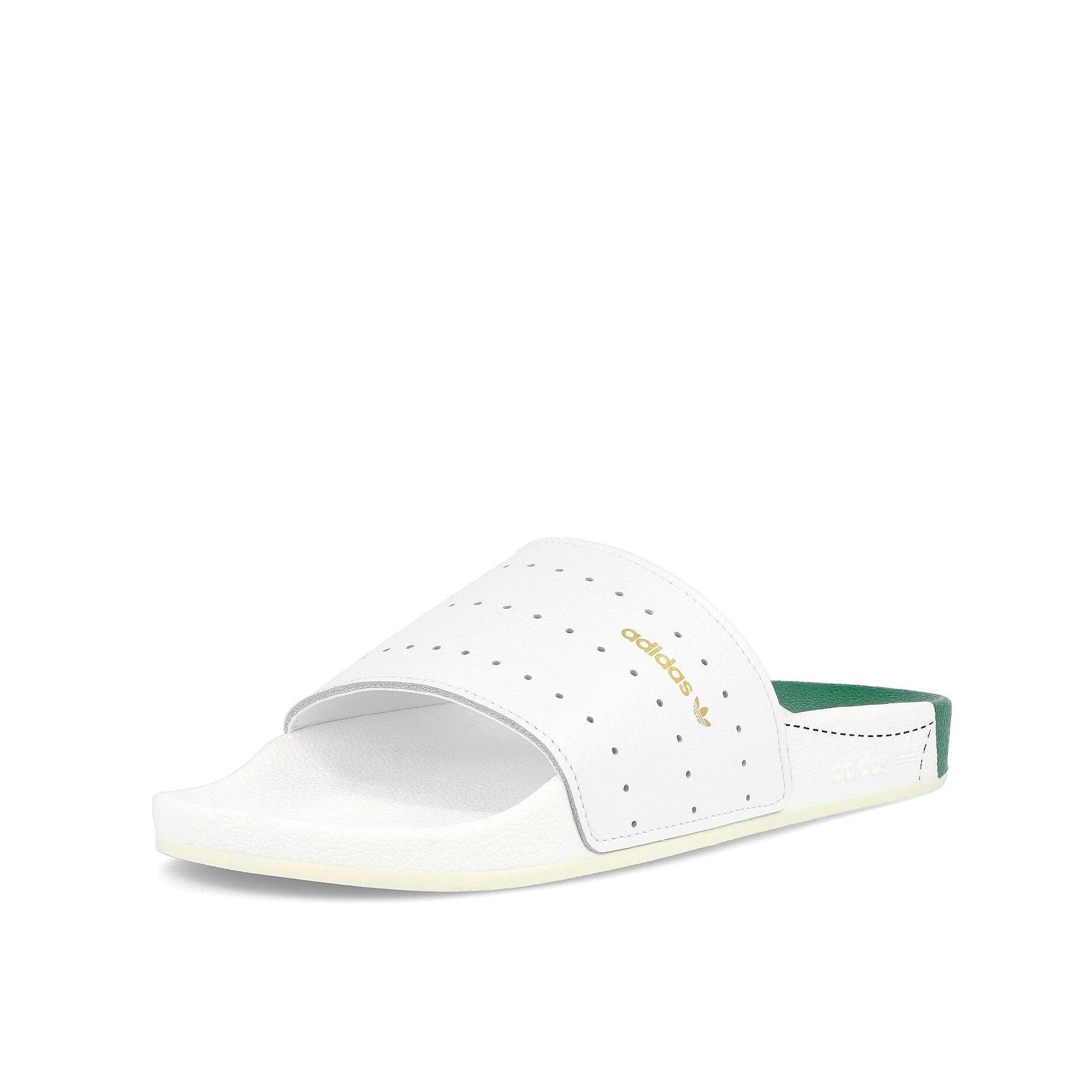 adidas adilette Footwear White-Green-Footwear White Slides, Sandals & Slippers Close Up | Overkill