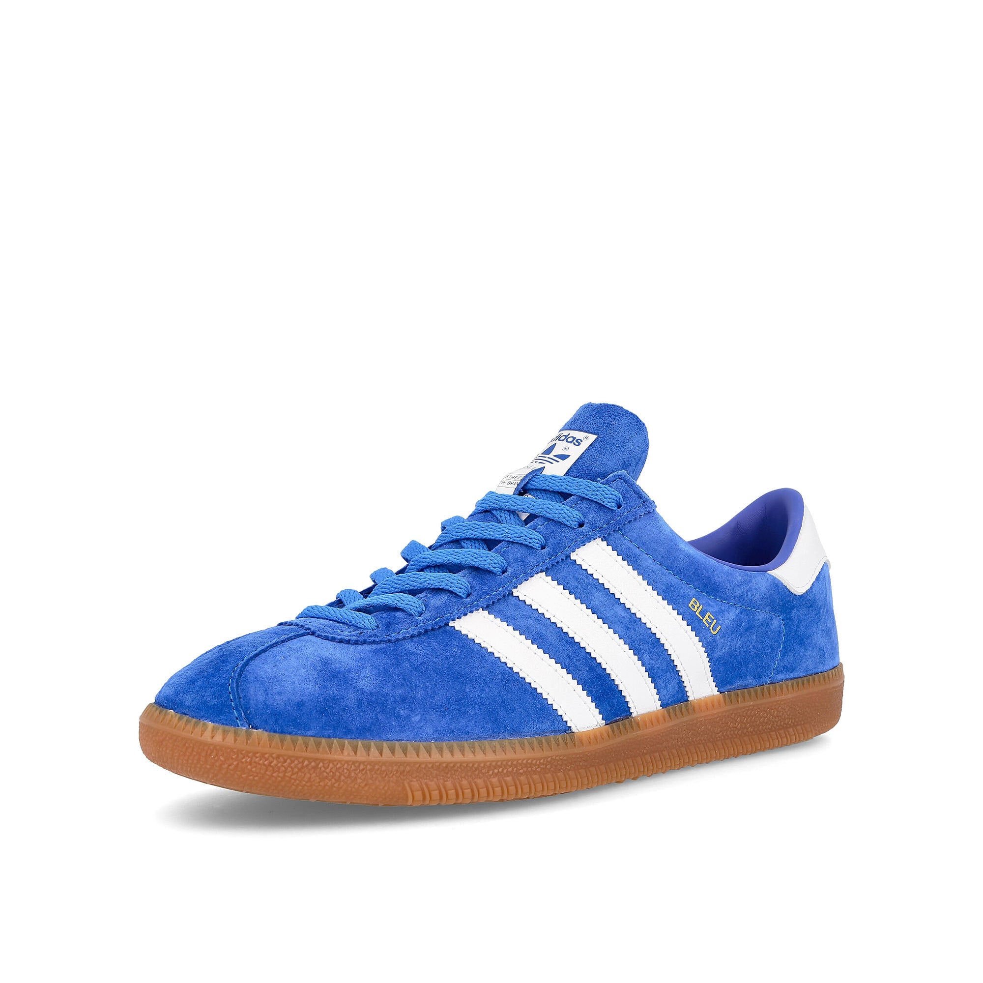 adidas bleu Bright Blue-Footwear White-Gold Metalic Sneakers Close Up | Overkill